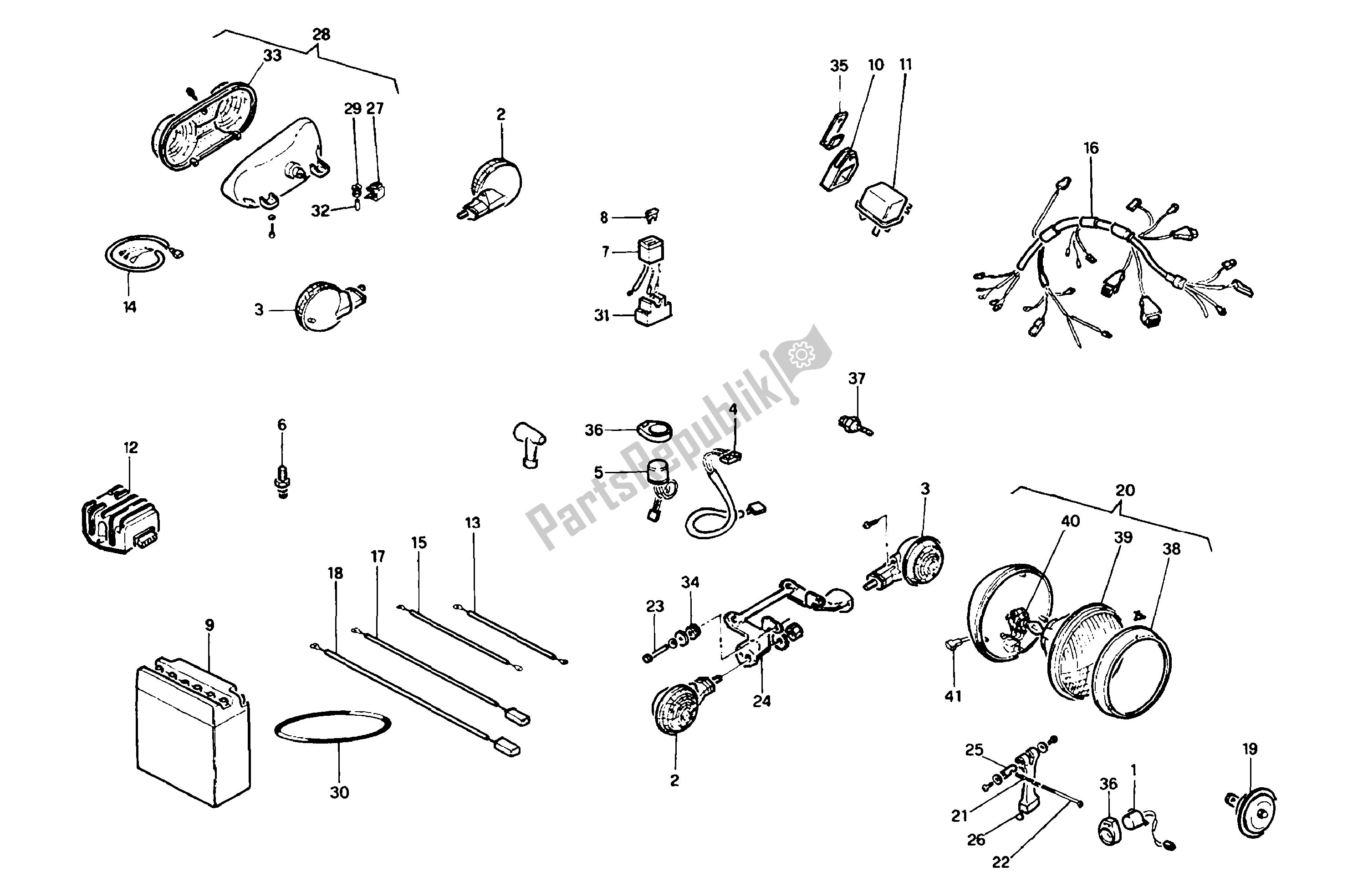 All parts for the Electrical System of the Aprilia Red Rose 125 1988 - 1990