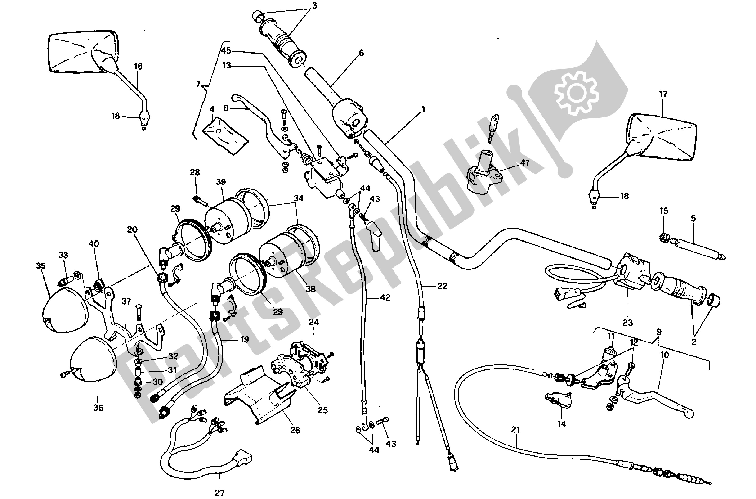 All parts for the Handle Bars And Commands of the Aprilia Red Rose 125 1988 - 1990