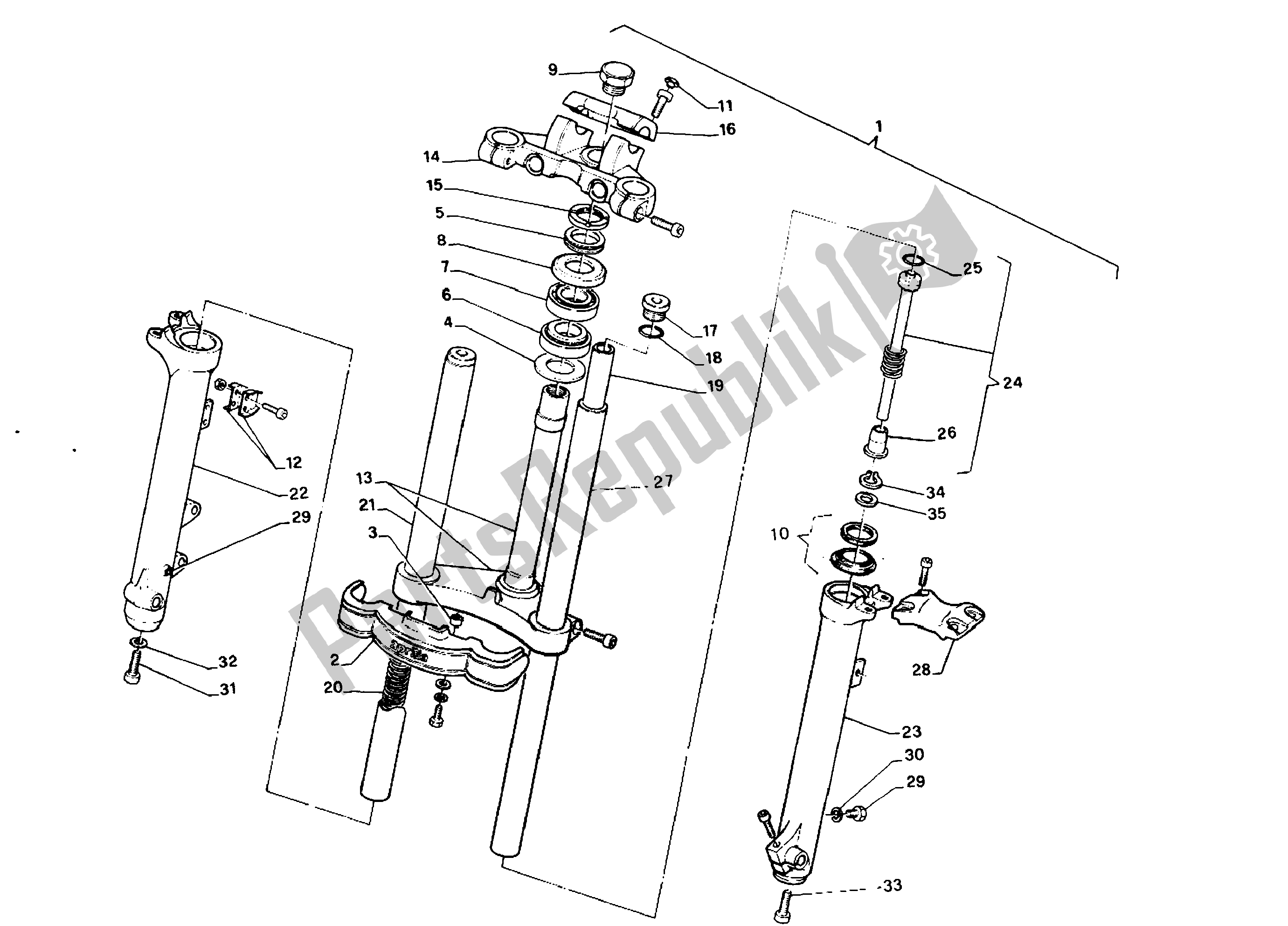 Toutes les pièces pour le Fourche Avant du Aprilia Red Rose 125 1991