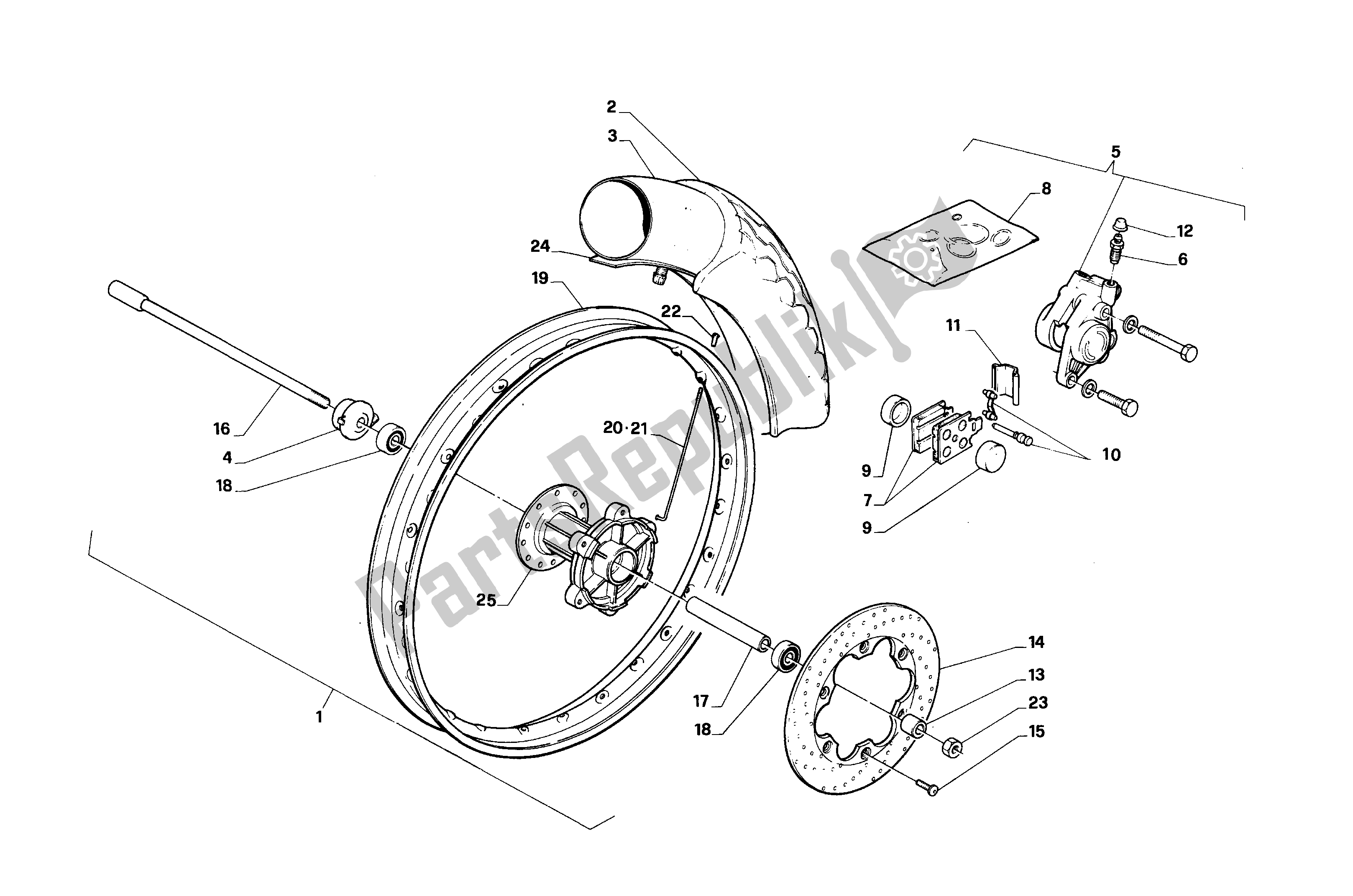 Toutes les pièces pour le Roue Avant du Aprilia Red Rose 50 1991