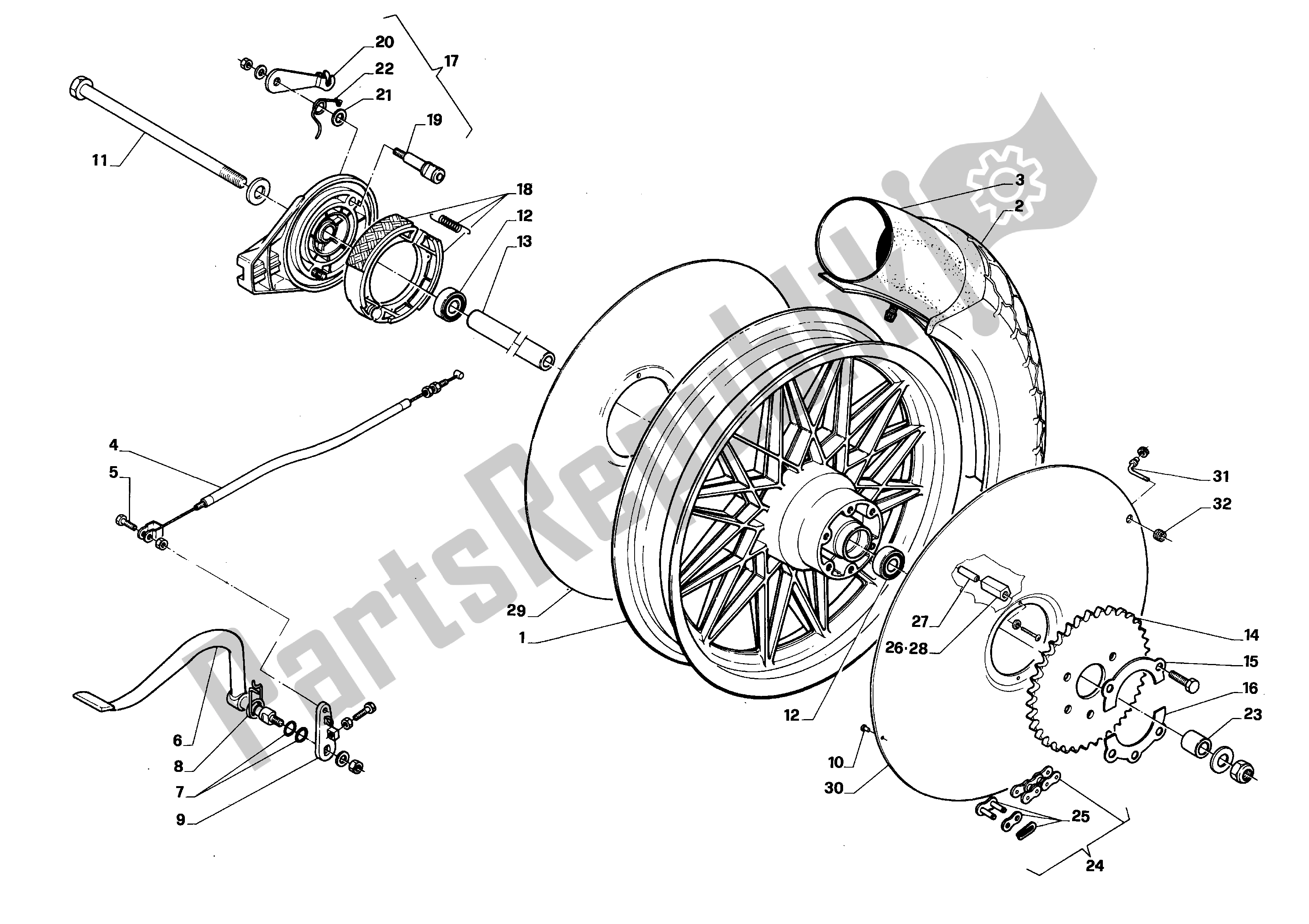 Toutes les pièces pour le Roue Arrière du Aprilia Red Rose 50 1991