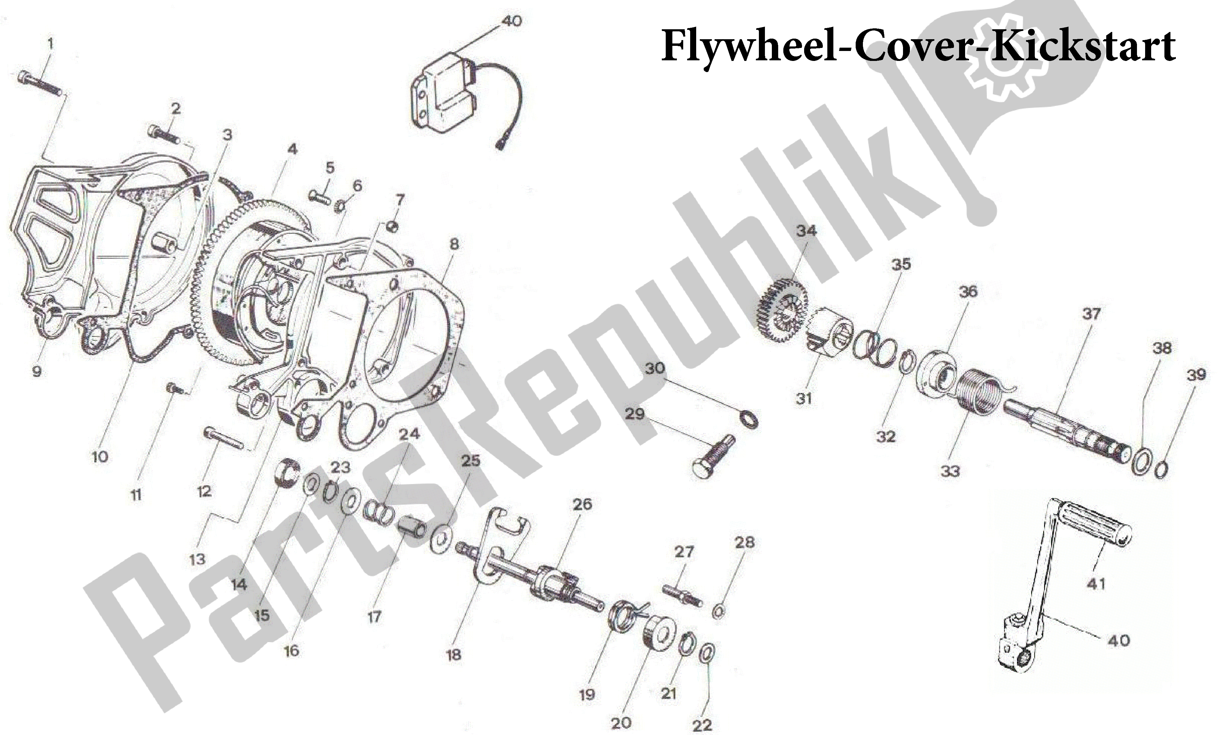 Tutte le parti per il Volano-cover-kickstart del Aprilia Red Rose 50 1992