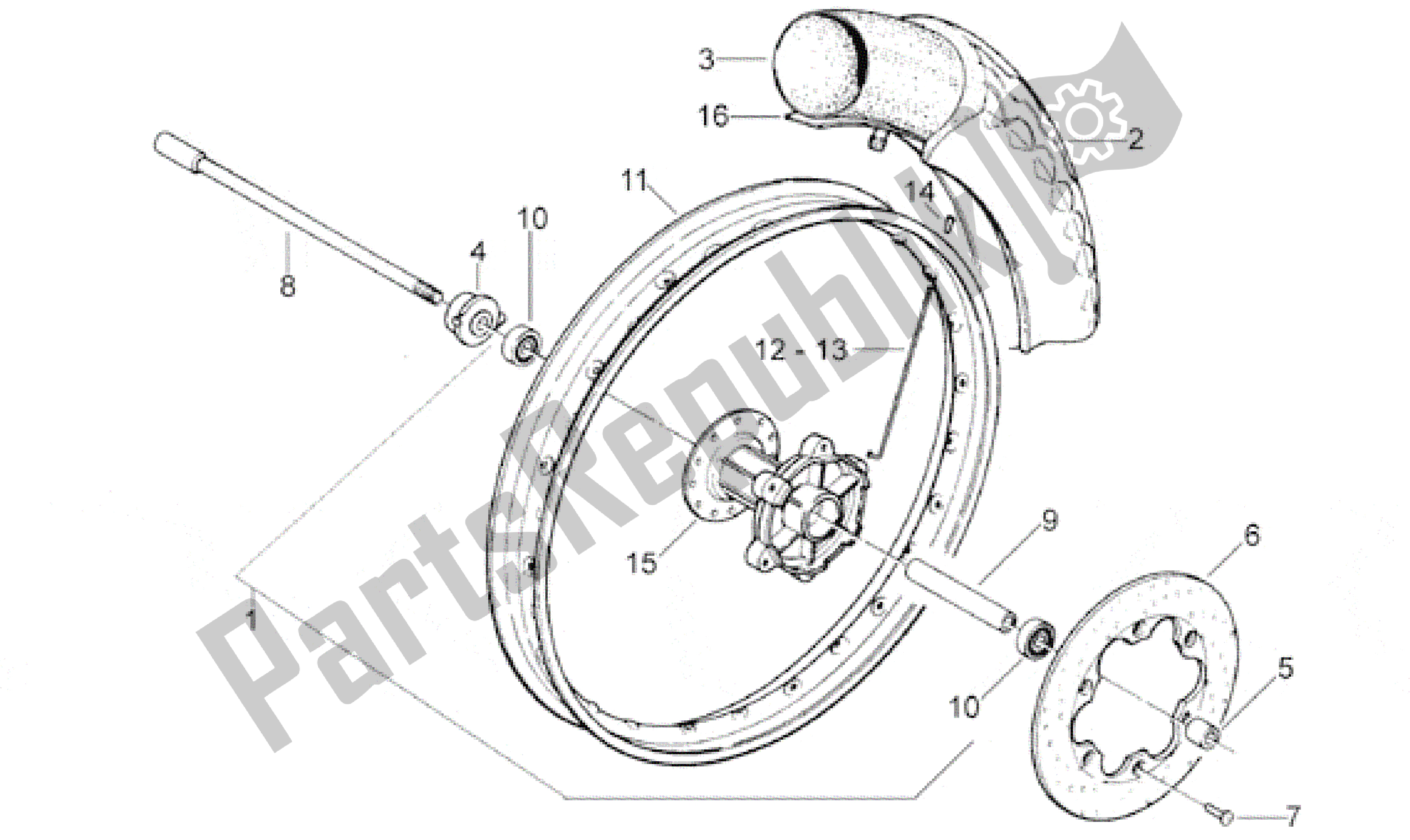 Todas as partes de Roda Da Frente do Aprilia Classic 50 1992 - 1999