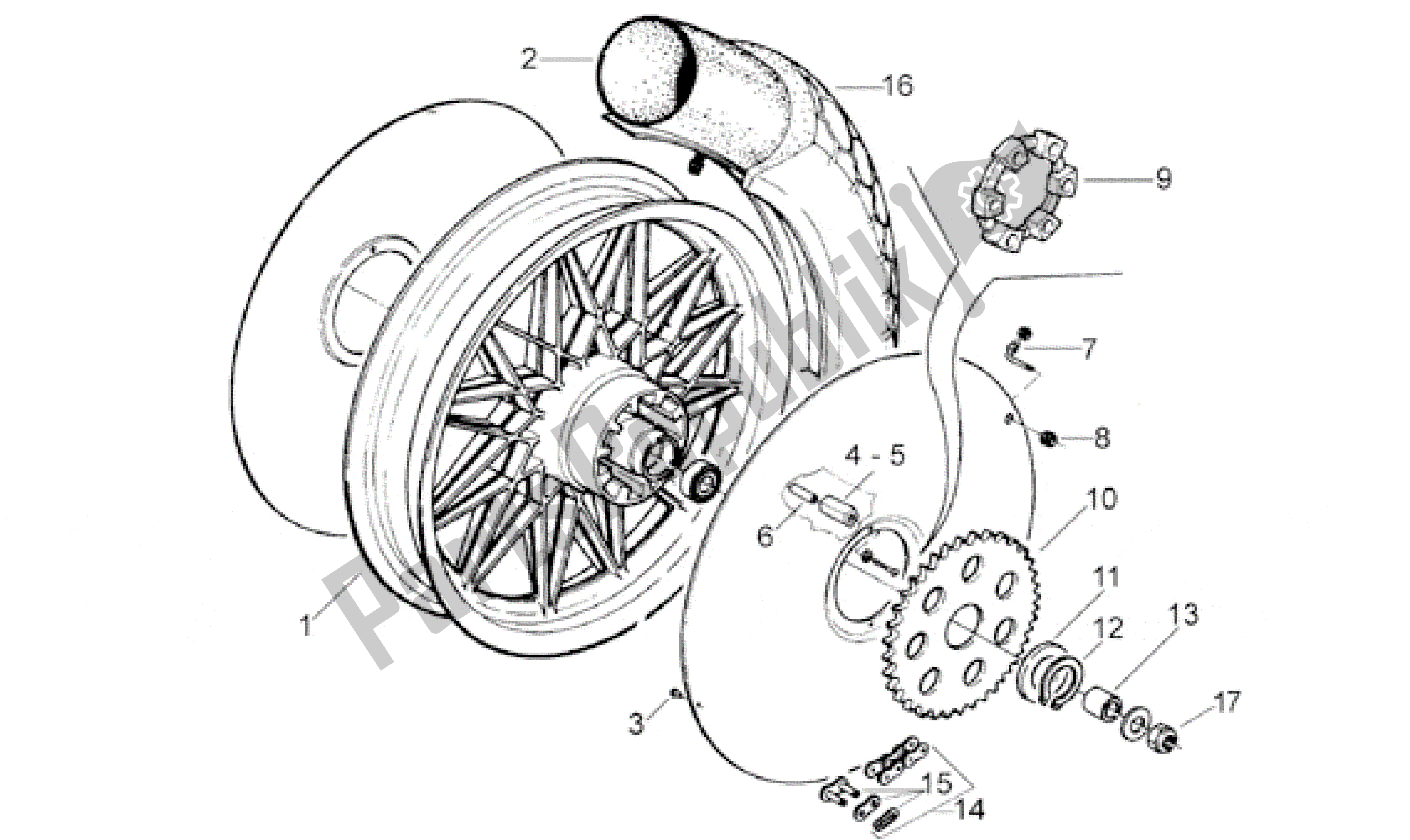 Todas as partes de Roda Traseira do Aprilia Classic 50 1992 - 1999