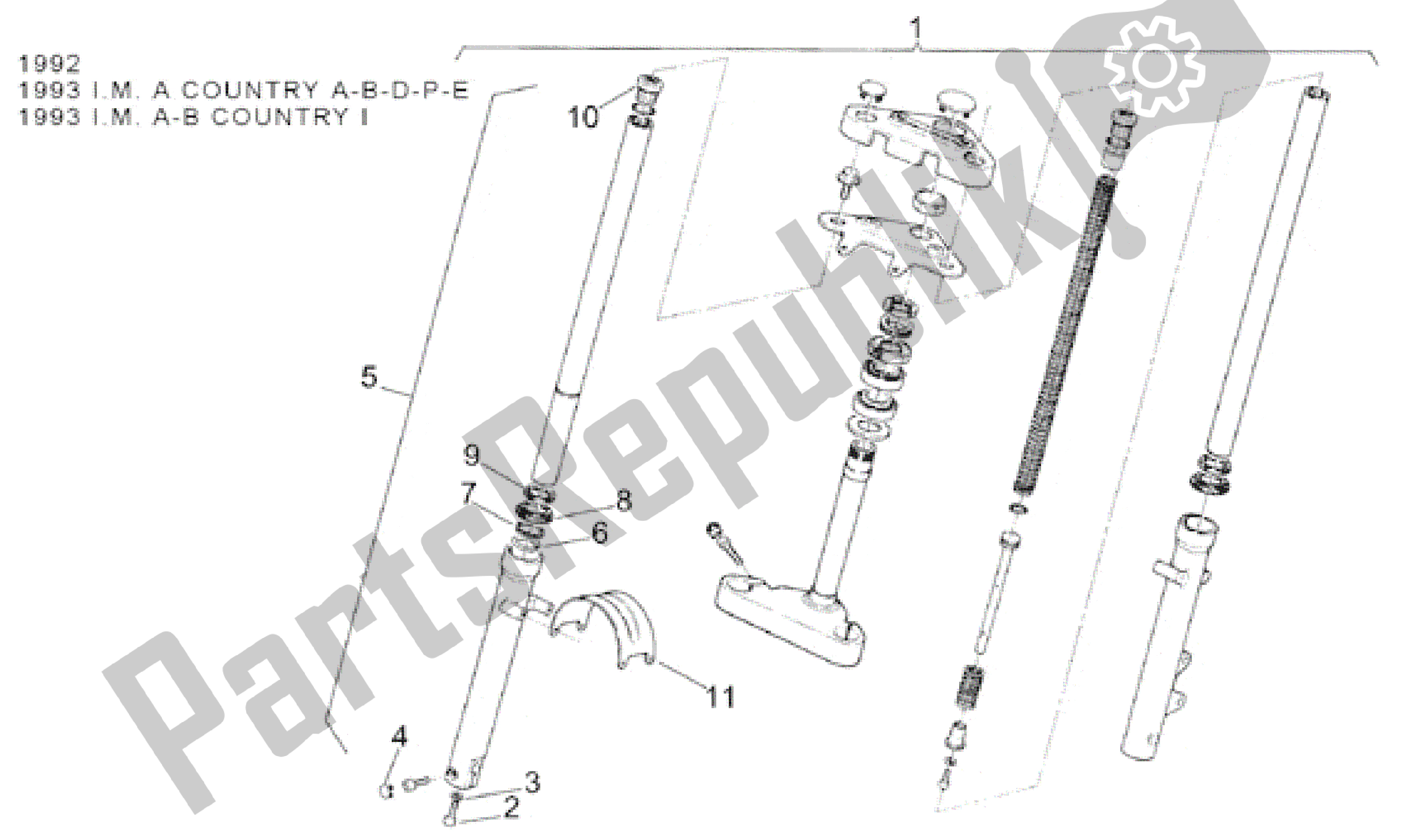 Toutes les pièces pour le Fourche Avant 92-93 - Manche Droite du Aprilia Classic 50 1992 - 1999