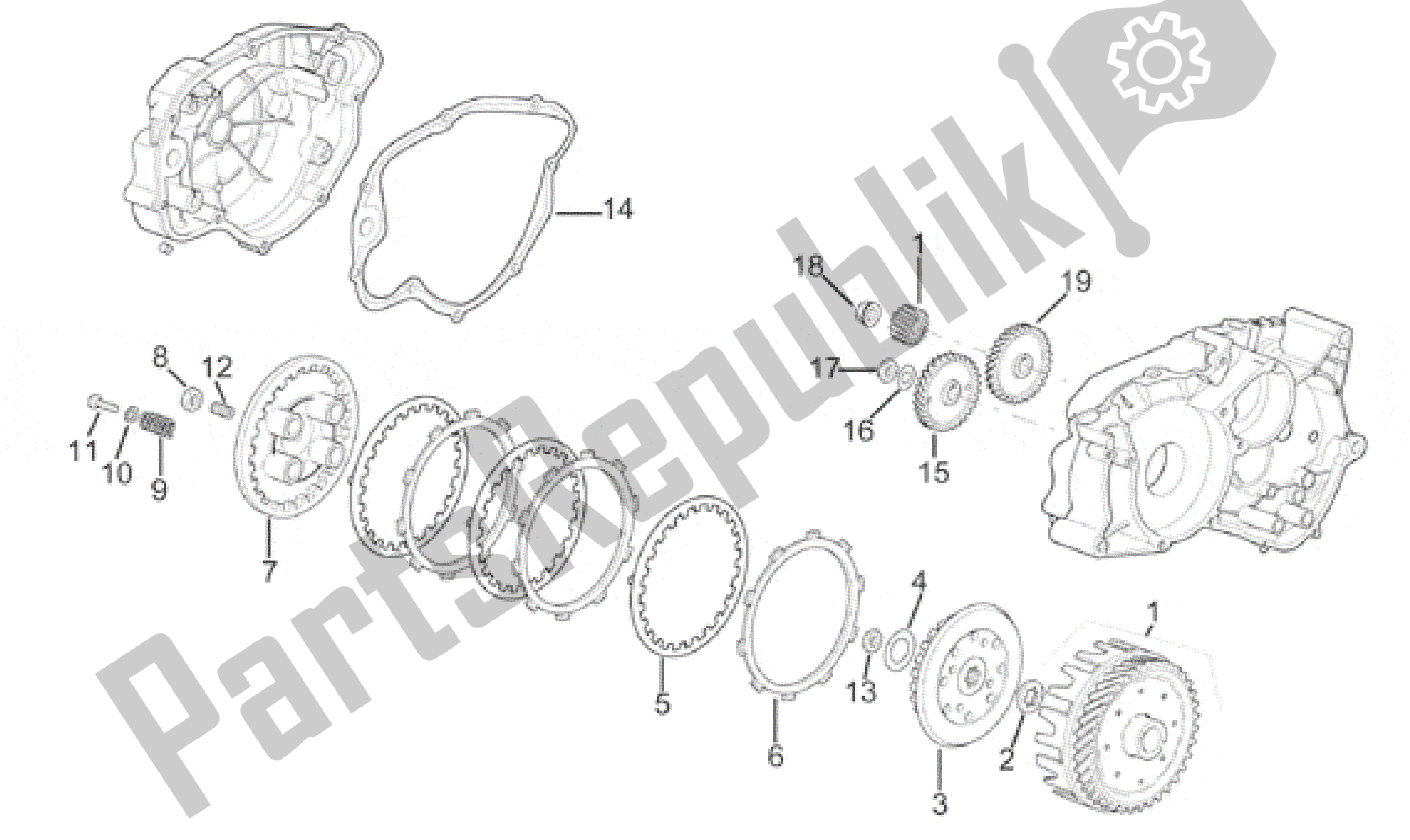 All parts for the Clutch of the Aprilia Classic 50 1992 - 1999