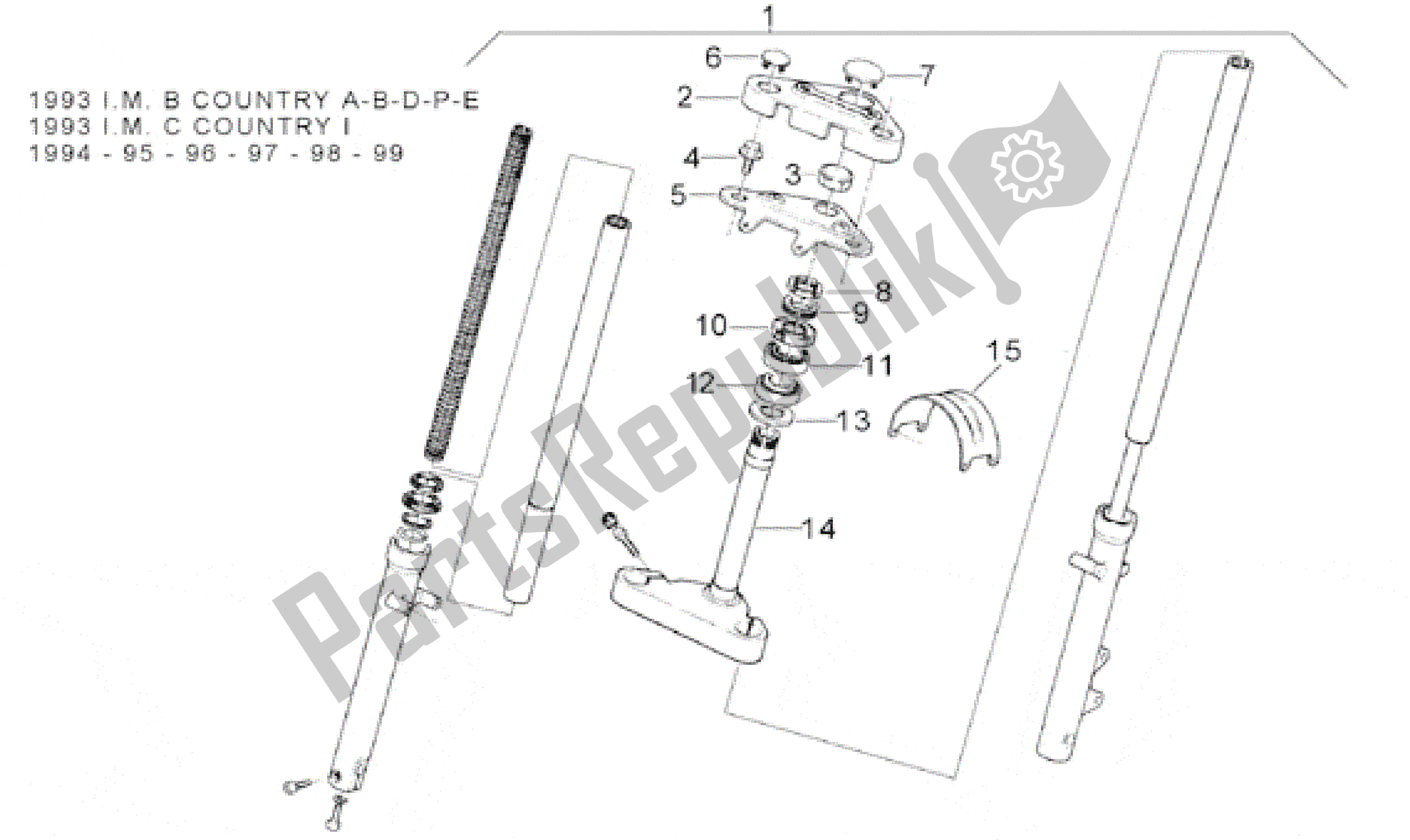 All parts for the Front Fork 93-99 - Stem of the Aprilia Classic 50 1992 - 1999