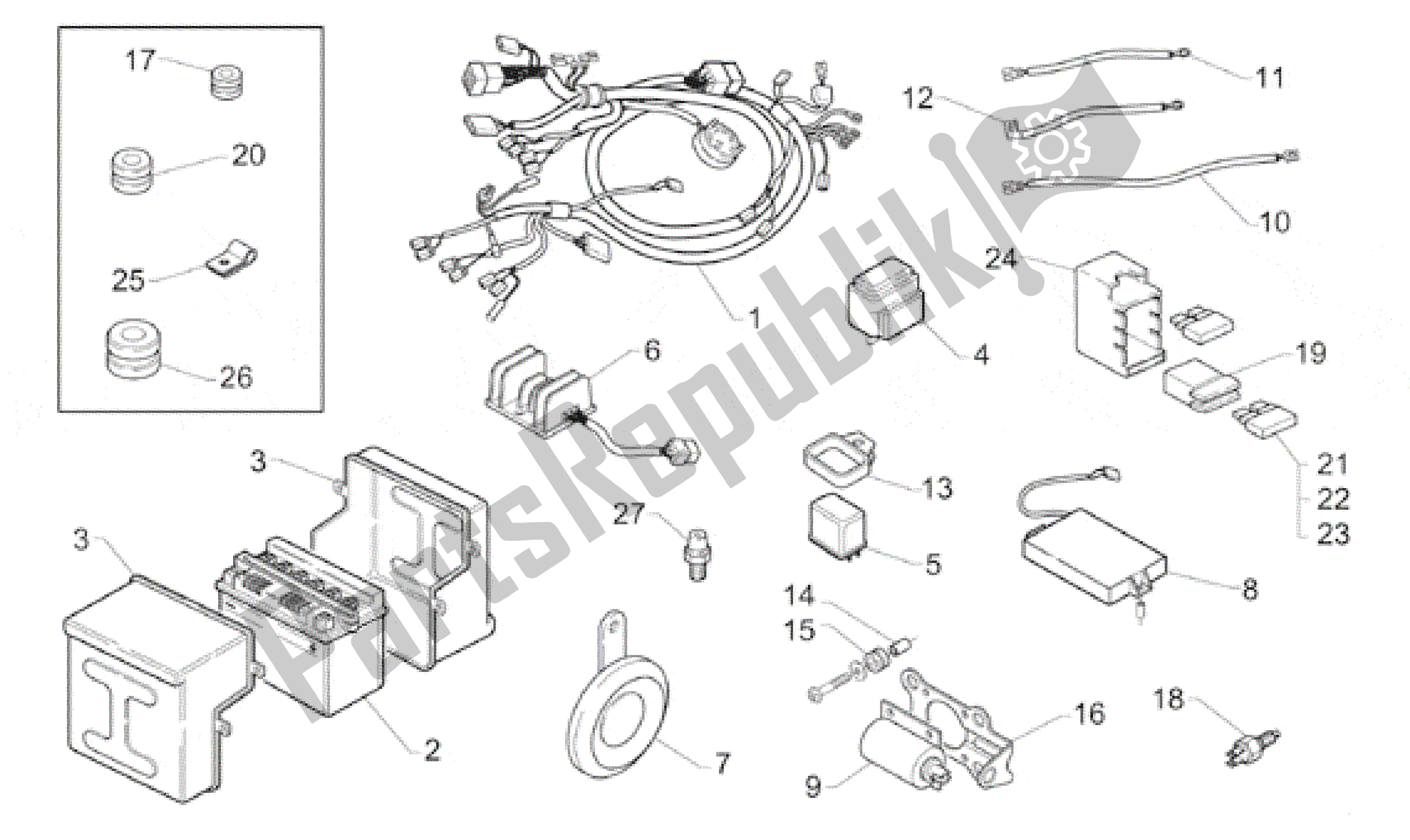 All parts for the Electrical System of the Aprilia Classic 125 1995 - 1999