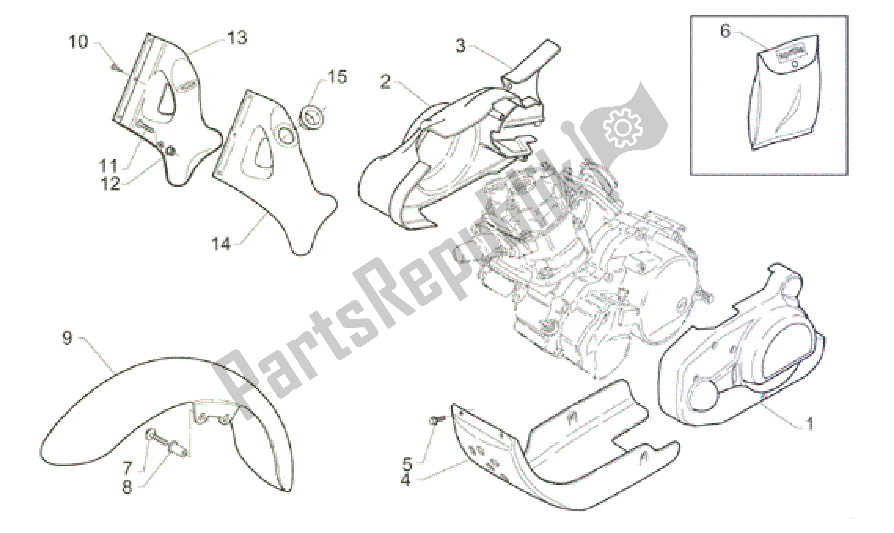 All parts for the Front Body of the Aprilia Classic 125 1995 - 1999