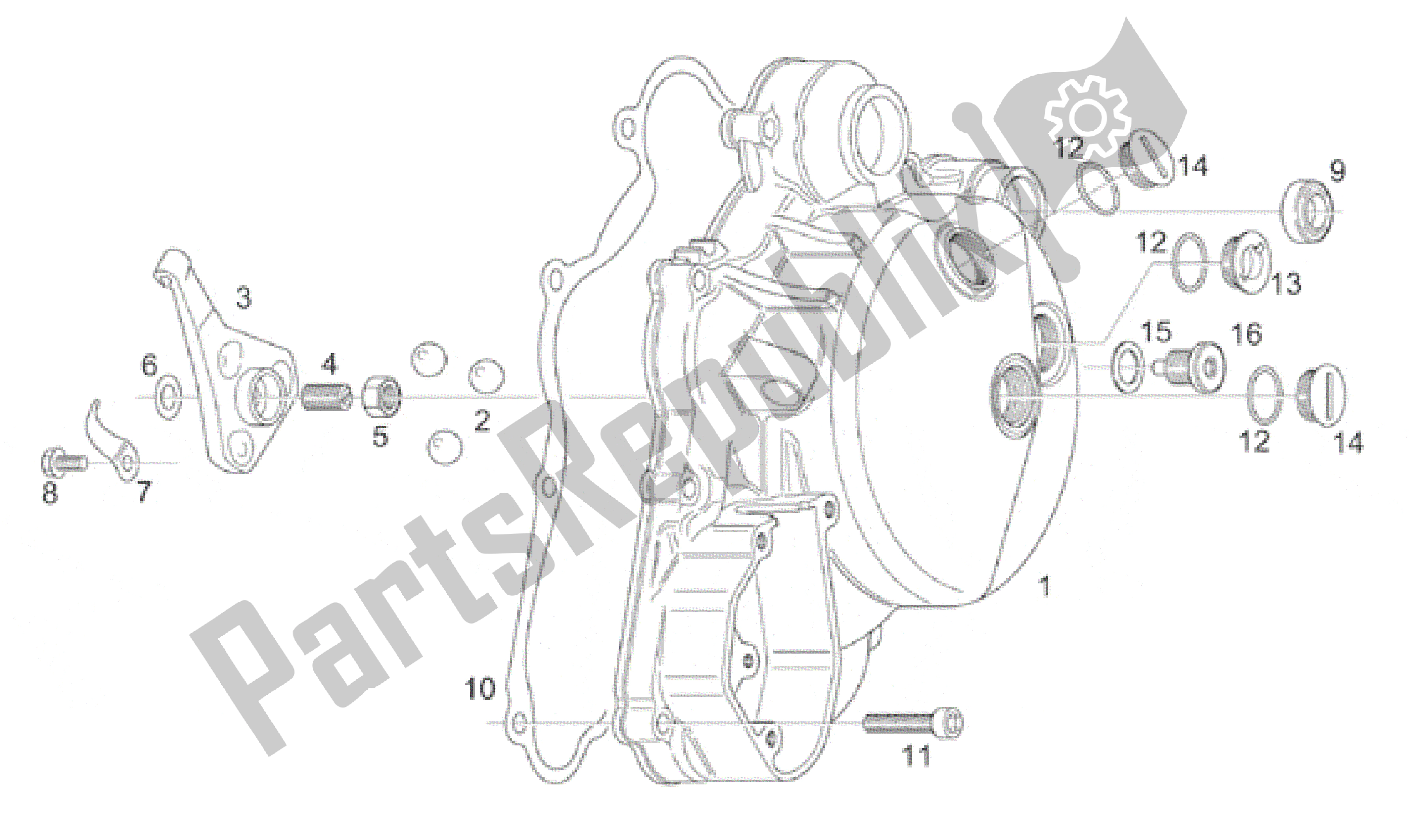 All parts for the Clutch Cover of the Aprilia Classic 125 1995 - 1999