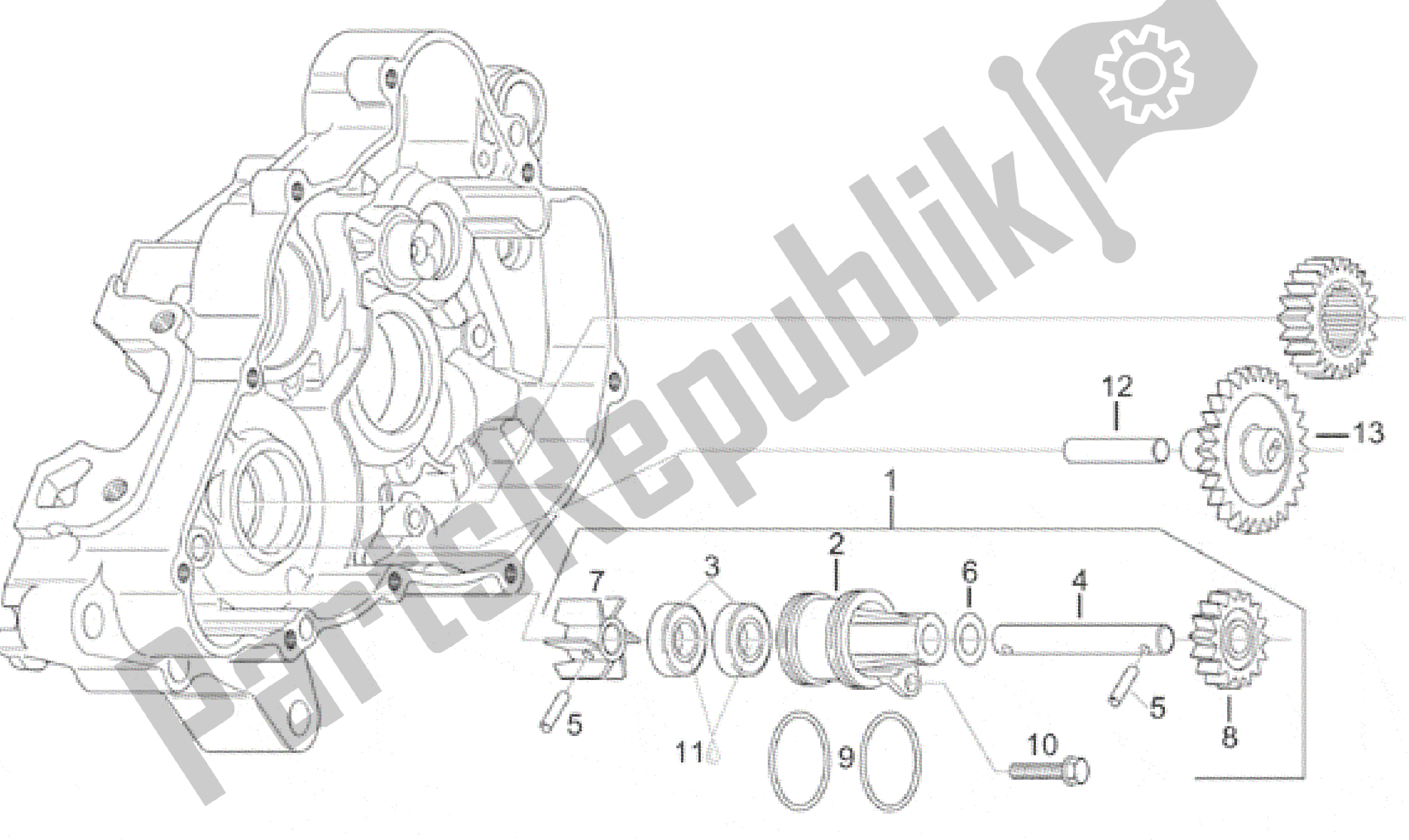 All parts for the Water Pump Assy of the Aprilia Classic 125 1995 - 1999