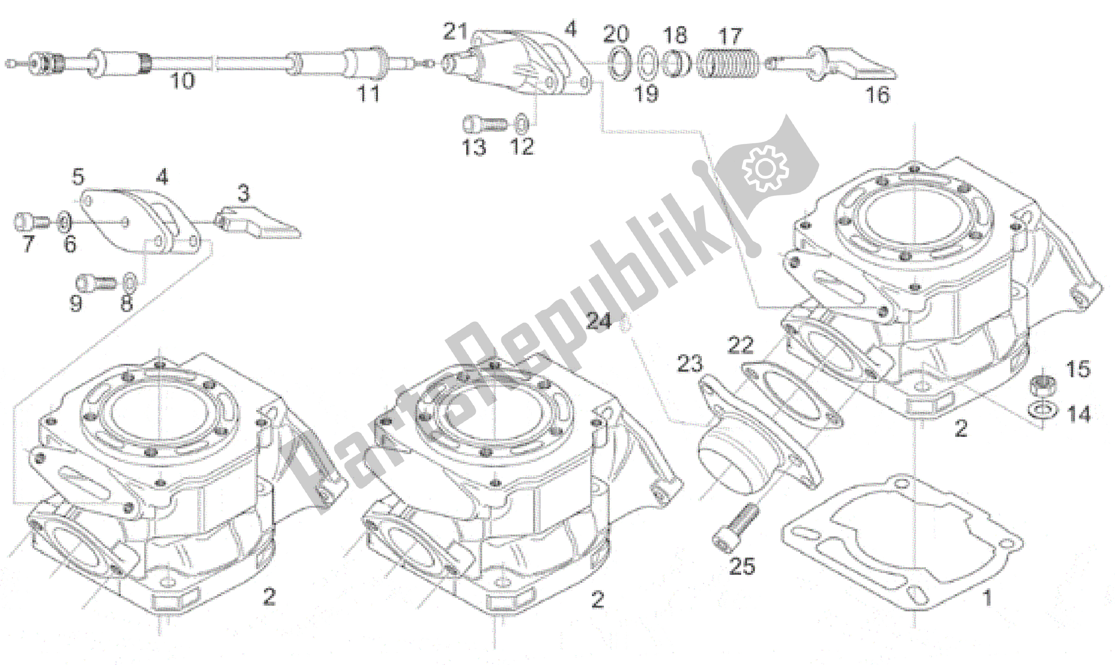 Alle onderdelen voor de Cilinder - Uitlaatklep van de Aprilia Classic 125 1995 - 1999