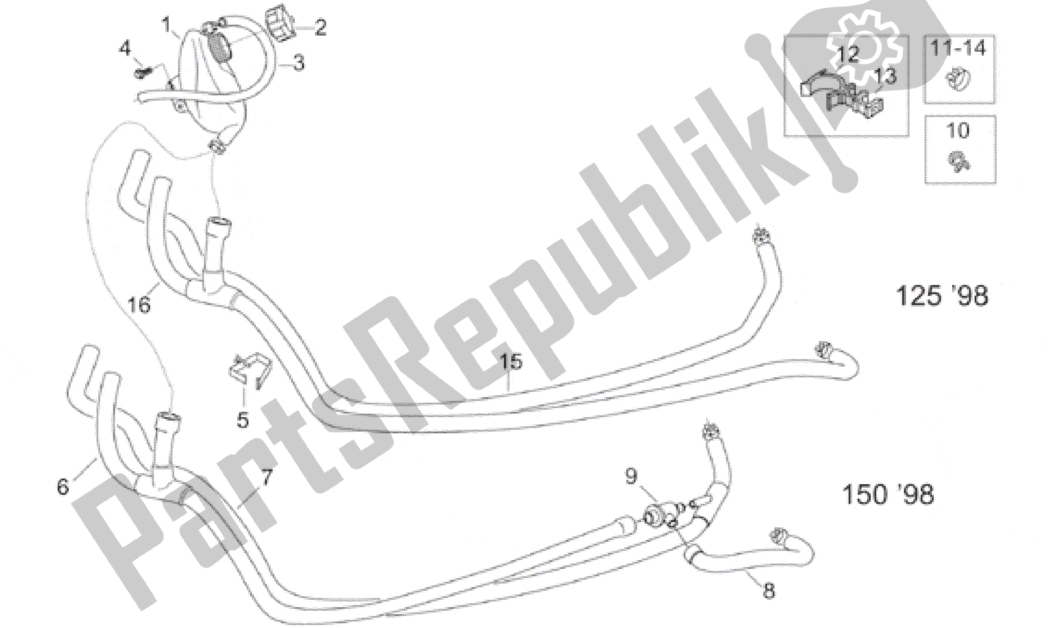 Tutte le parti per il Vaso Di Espansione 98 del Aprilia Leonardo 125 1996 - 1998