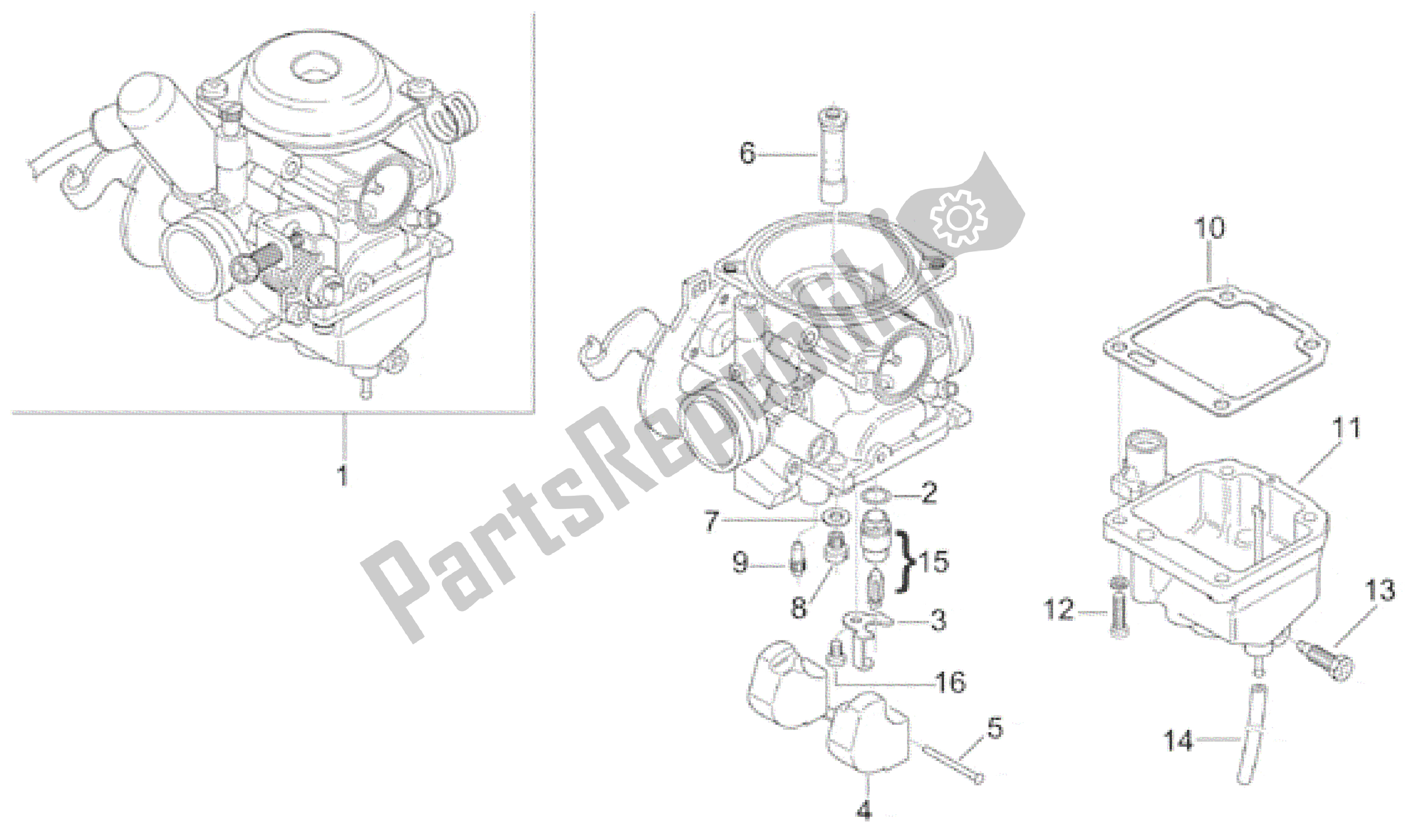 Alle onderdelen voor de Carburateur Iii van de Aprilia Leonardo 125 1996 - 1998