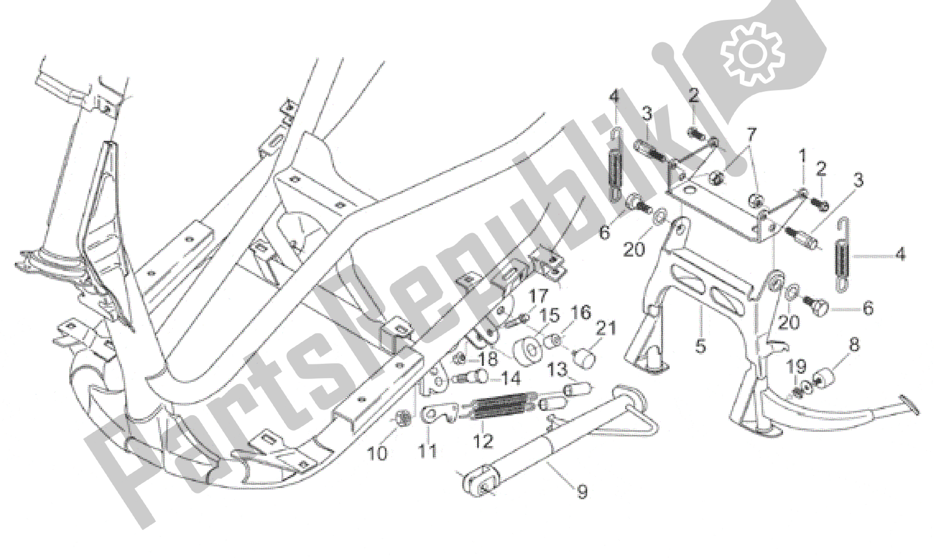 Todas as partes de Suporte Central do Aprilia Leonardo 125 1996 - 1998