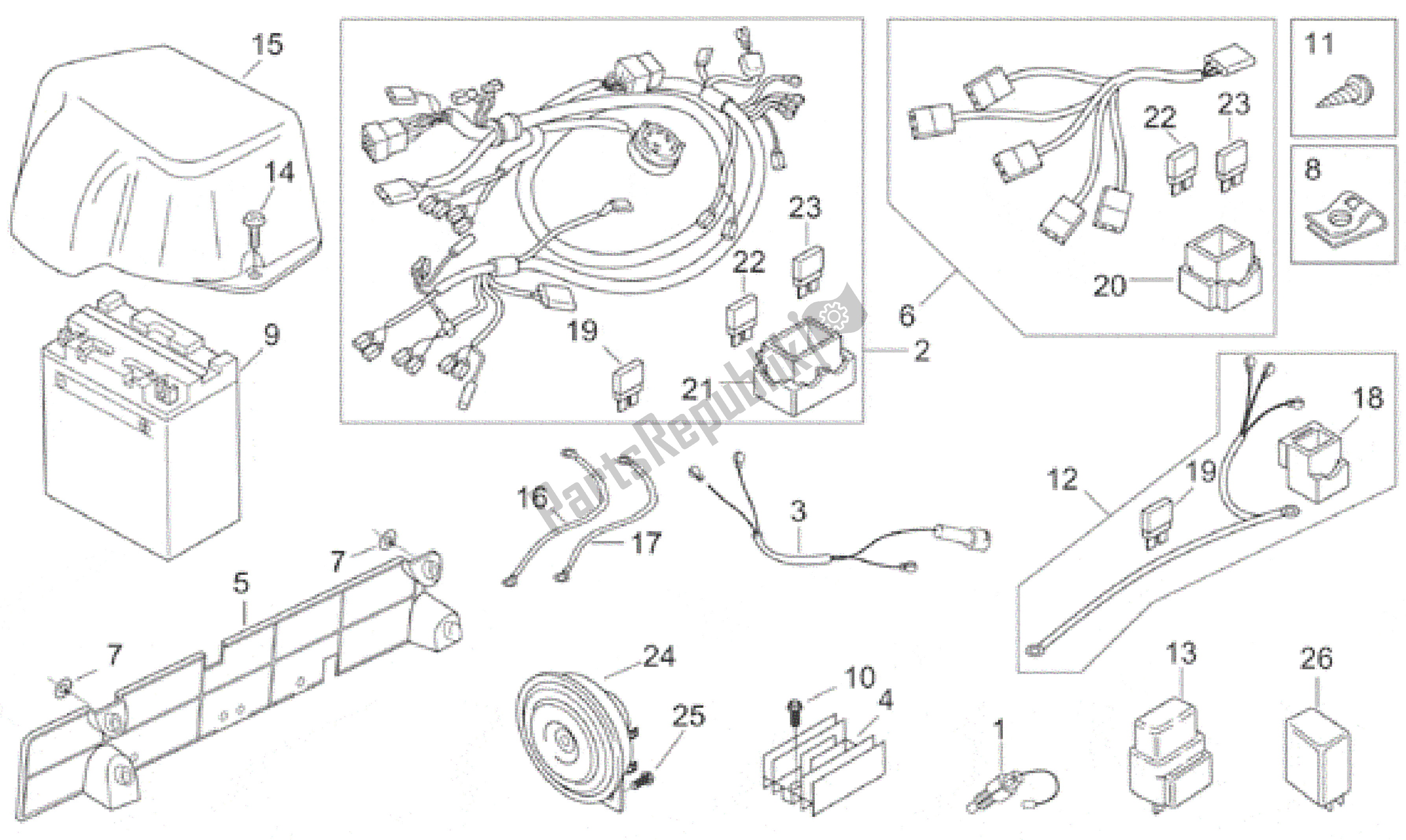 All parts for the Electrical System of the Aprilia Leonardo 125 1996 - 1998