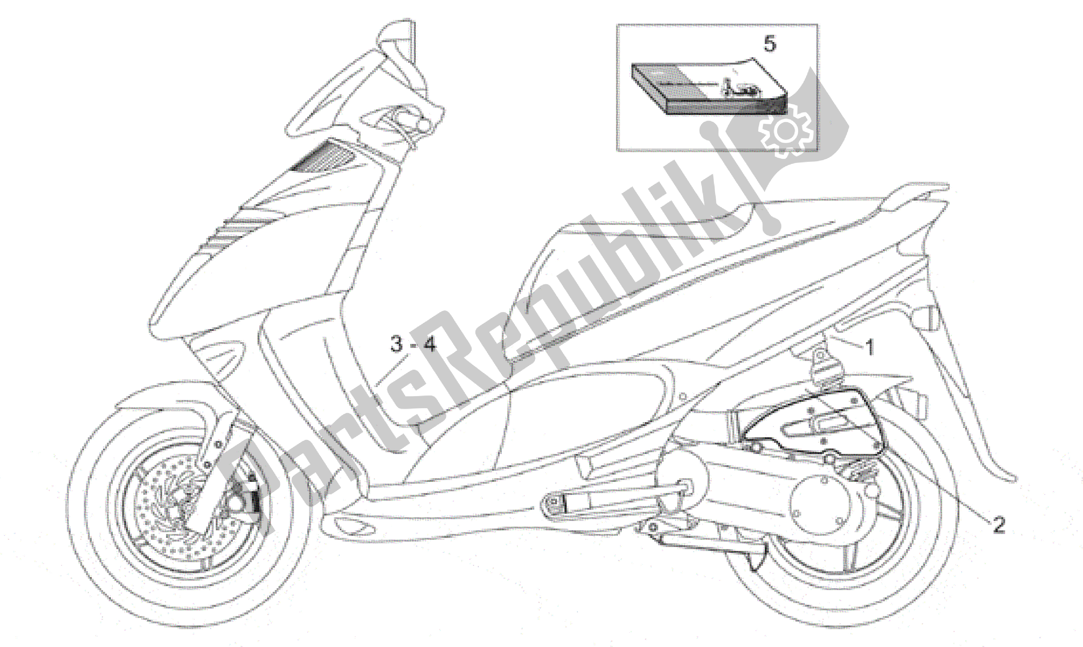 Tutte le parti per il Set Di Piastre E Manuale del Aprilia Leonardo 125 1996 - 1998