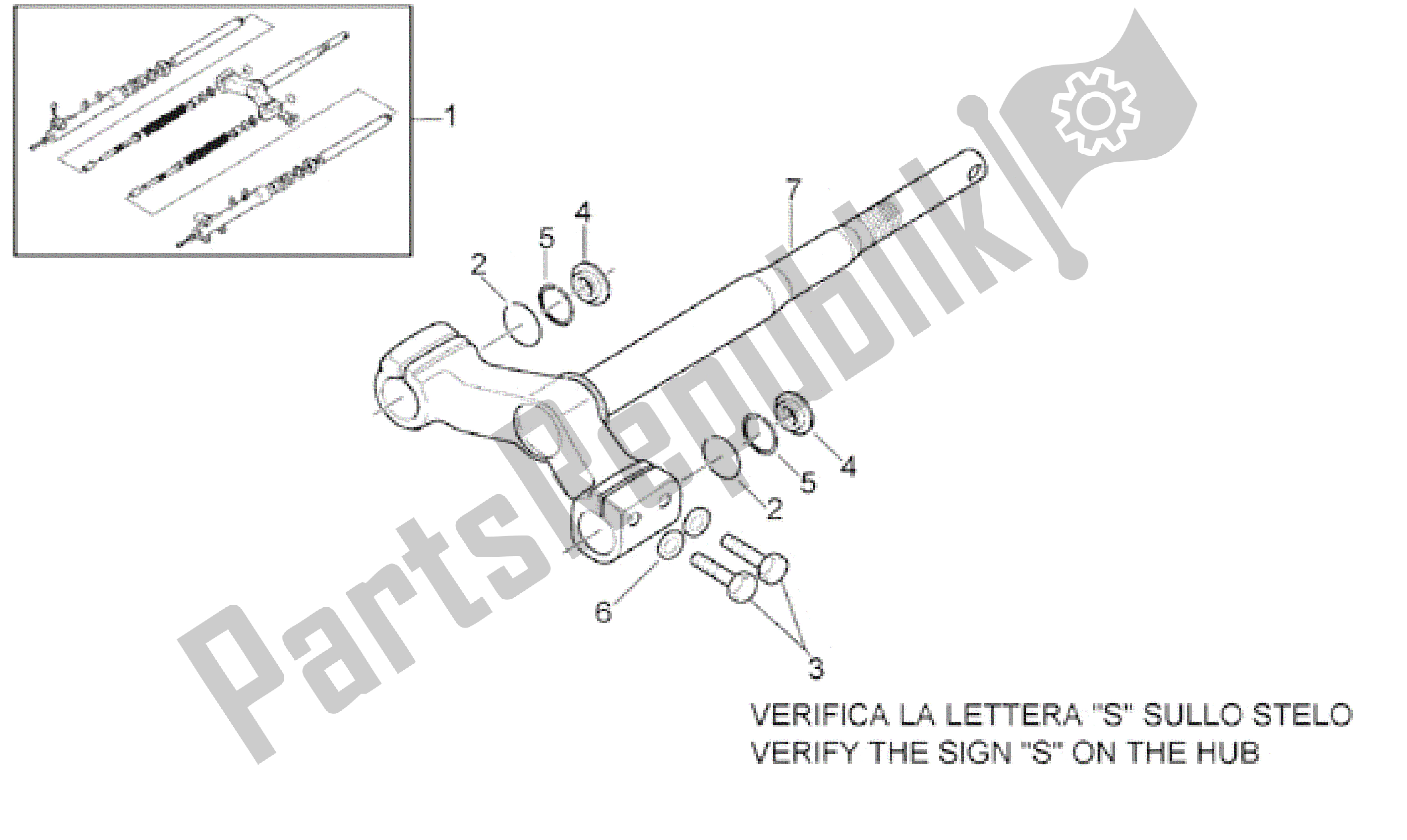 All parts for the Front Fork - Stem Base of the Aprilia Leonardo 125 1996 - 1998