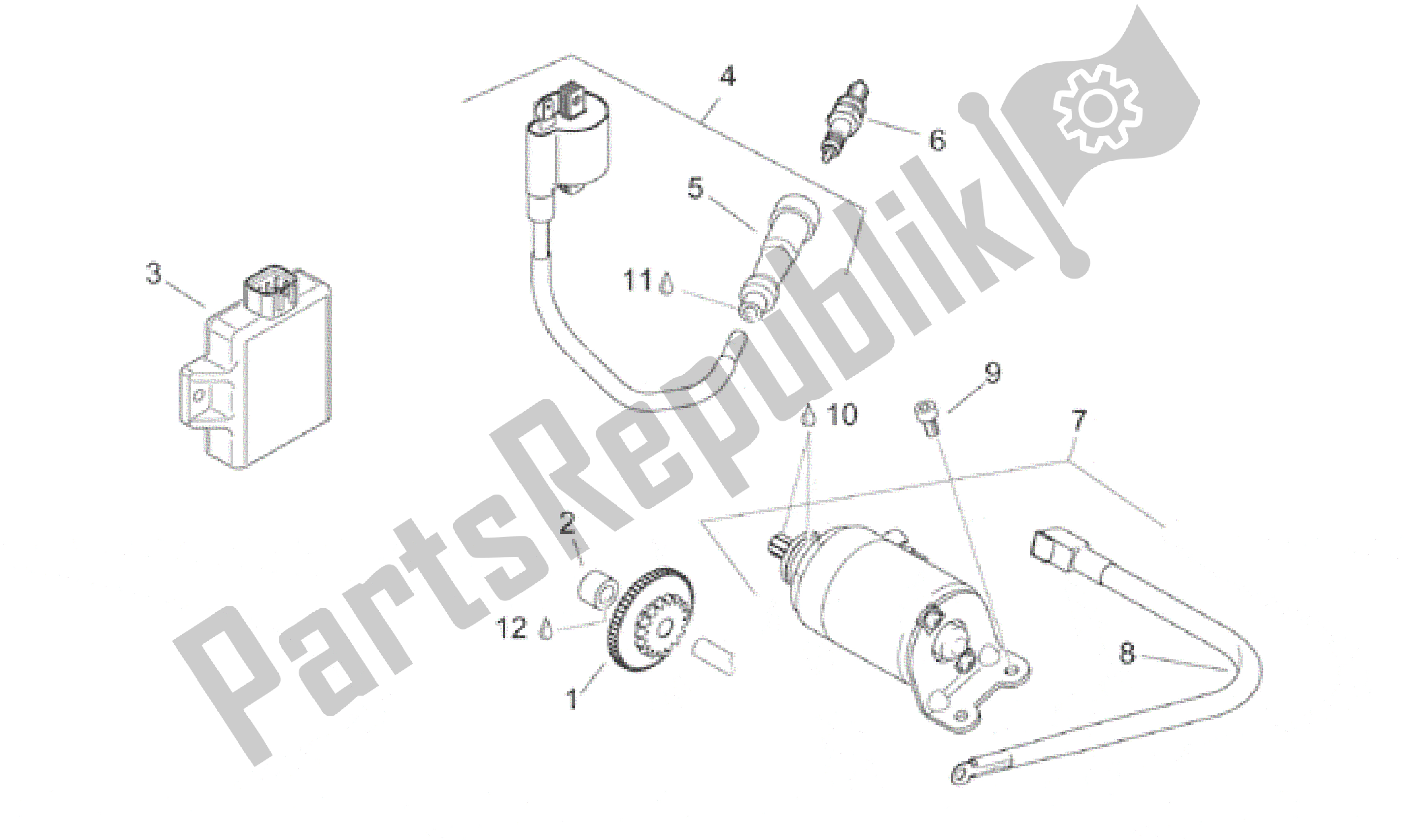 Todas as partes de Motor De Arranque do Aprilia Leonardo 125 1996 - 1998