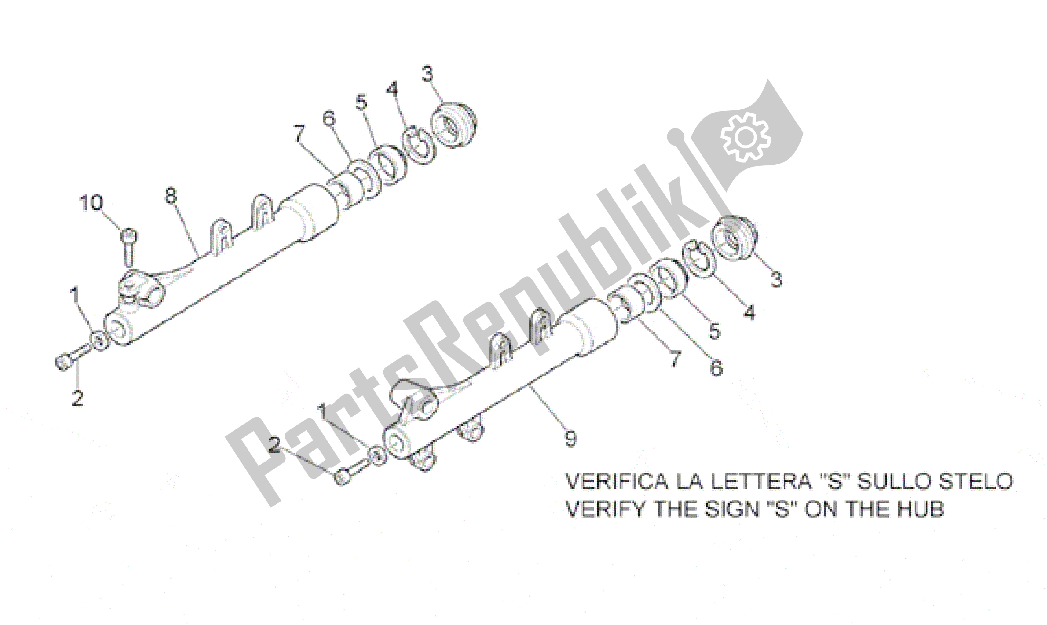 Todas as partes de Garfo Dianteiro - Mangas do Aprilia Leonardo 125 1996 - 1998