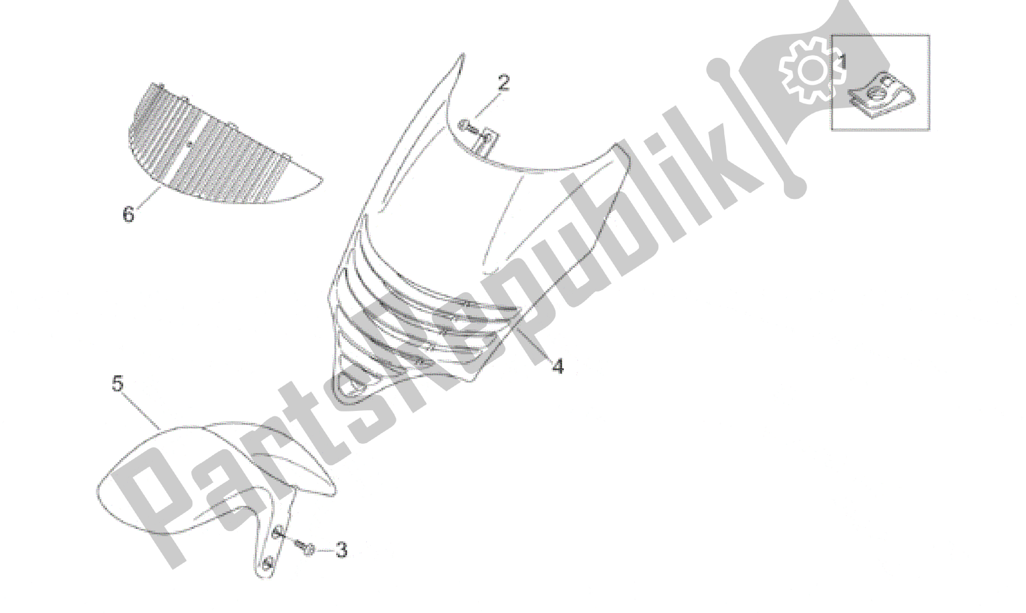 Alle onderdelen voor de Front Body - Voorkuip van de Aprilia Leonardo 125 1996 - 1998