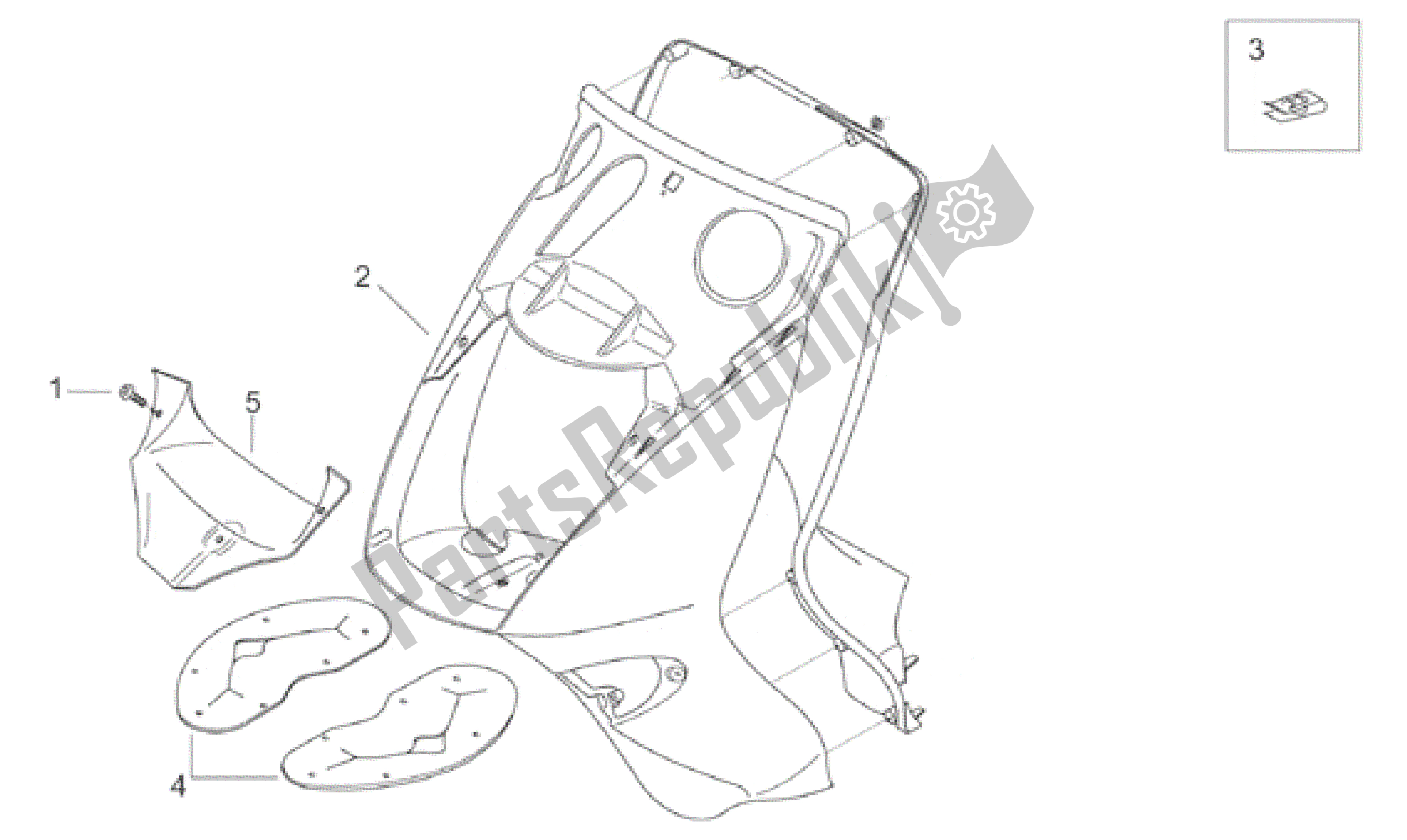 Alle onderdelen voor de Front Body - Front Shield van de Aprilia Leonardo 125 1996 - 1998