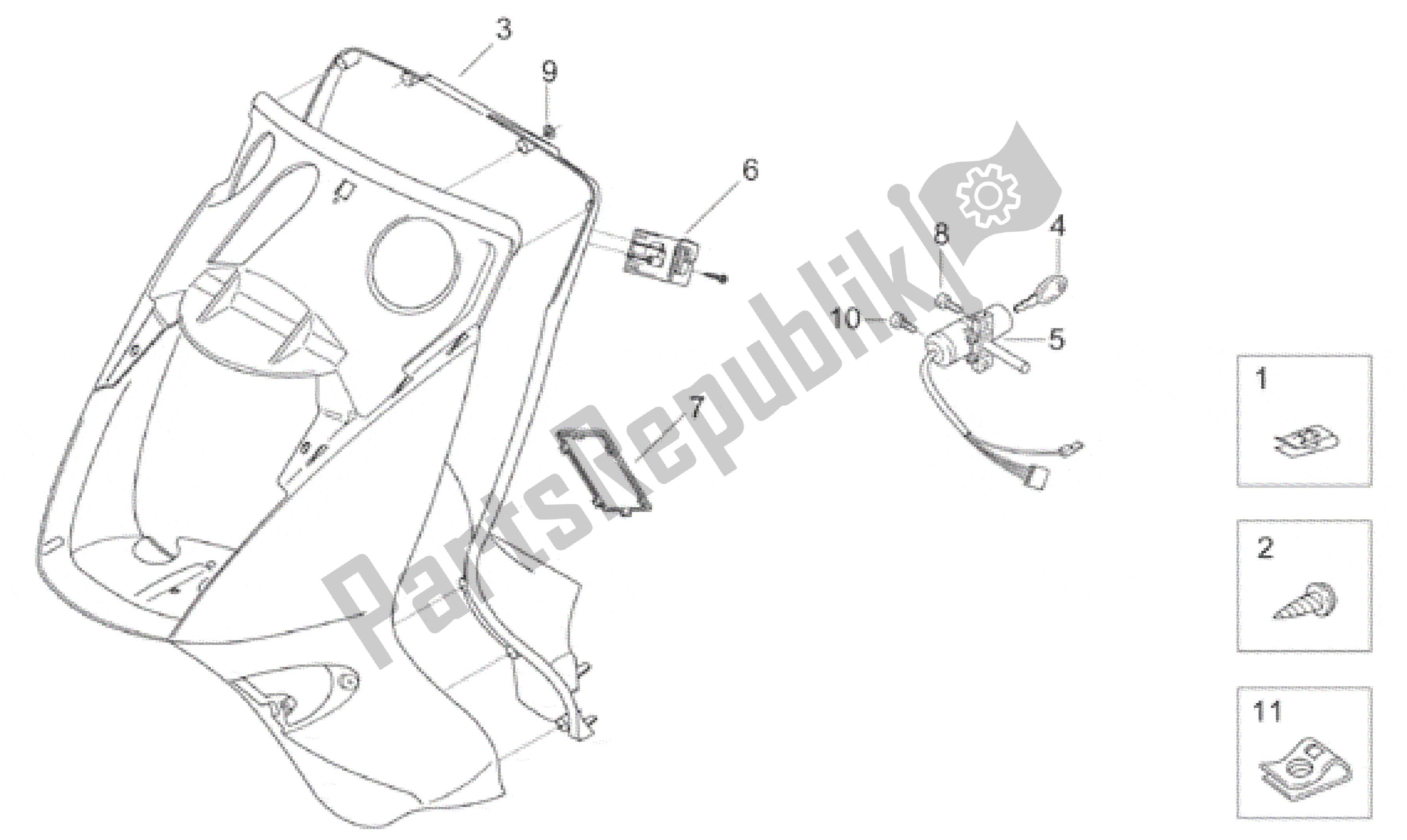 All parts for the Front Body - Internal Shield of the Aprilia Leonardo 150 1996 - 1998