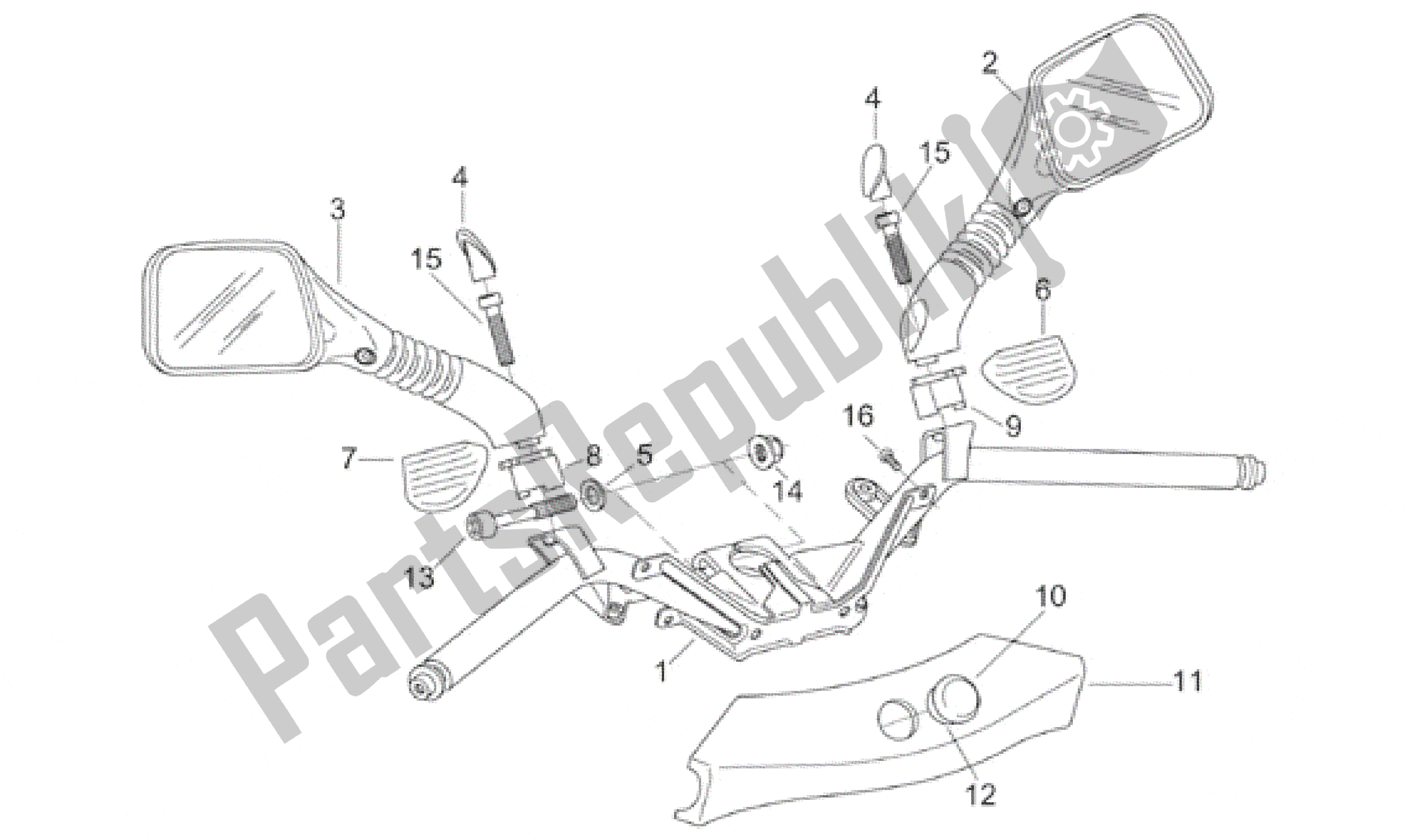 Tutte le parti per il Manubrio del Aprilia Leonardo 150 1996 - 1998