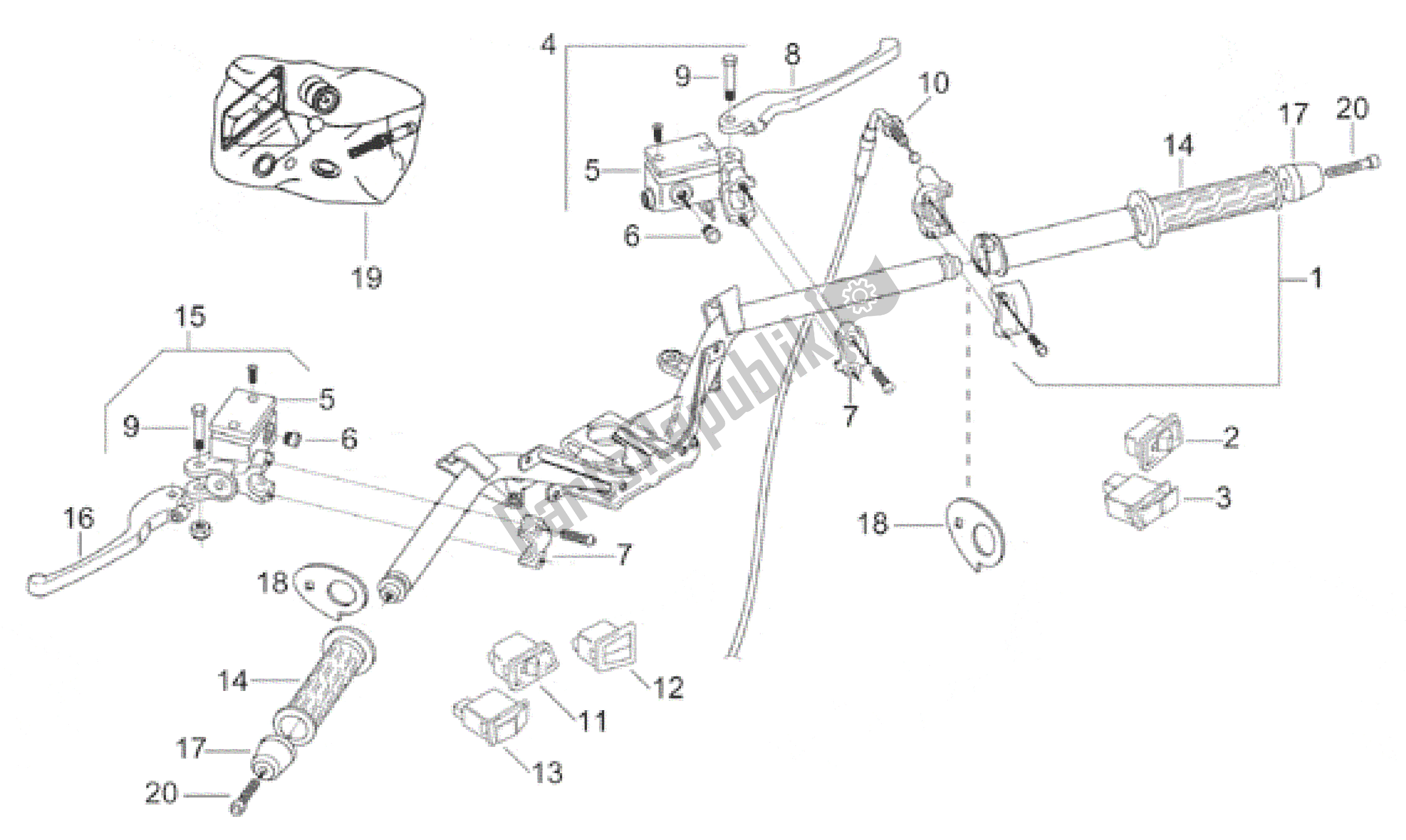 All parts for the Controls of the Aprilia Leonardo 150 1996 - 1998