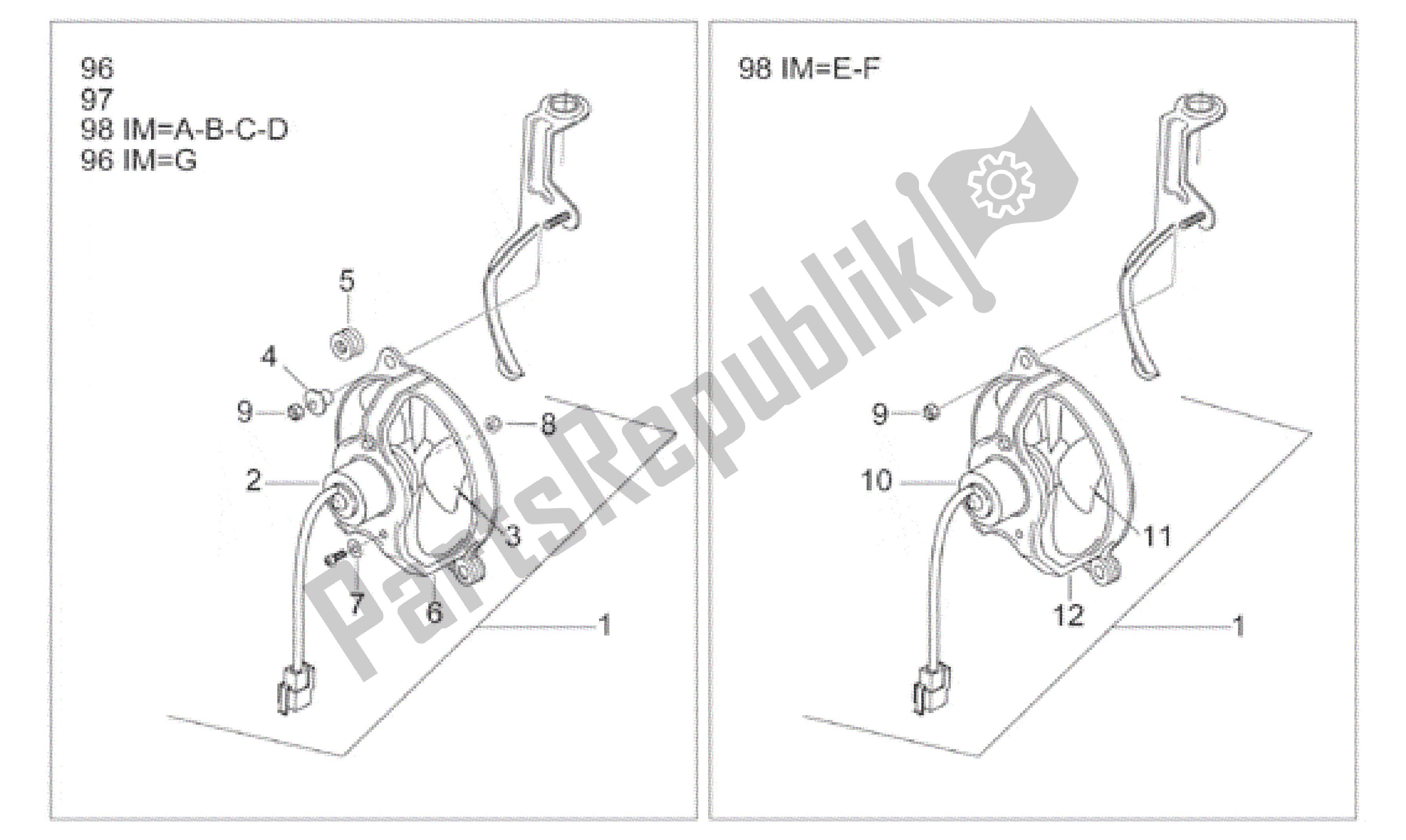 Alle Teile für das Ventilator des Aprilia Leonardo 150 1996 - 1998