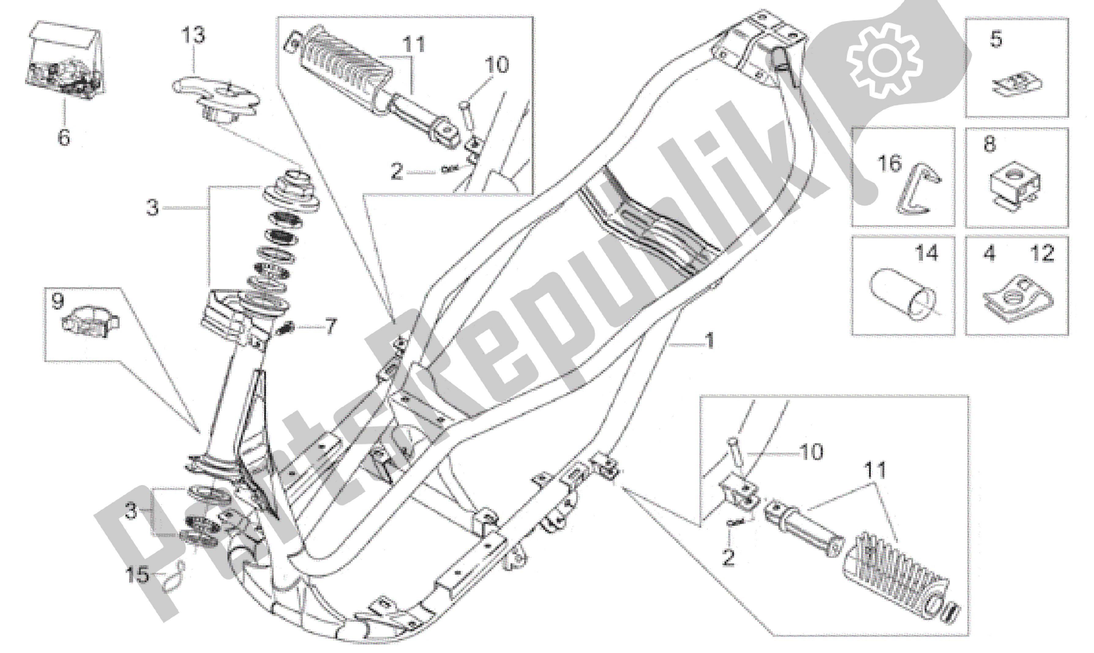 Toutes les pièces pour le Cadre du Aprilia Leonardo 150 1996 - 1998