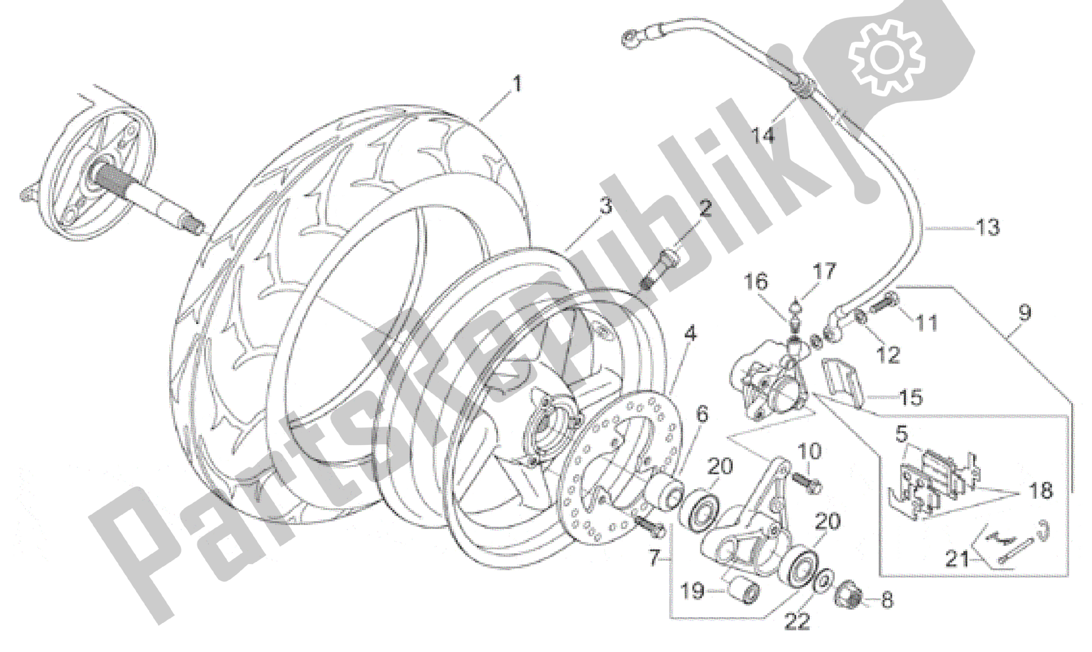 Todas las partes para Rueda Trasera de Aprilia Leonardo 150 1996 - 1998