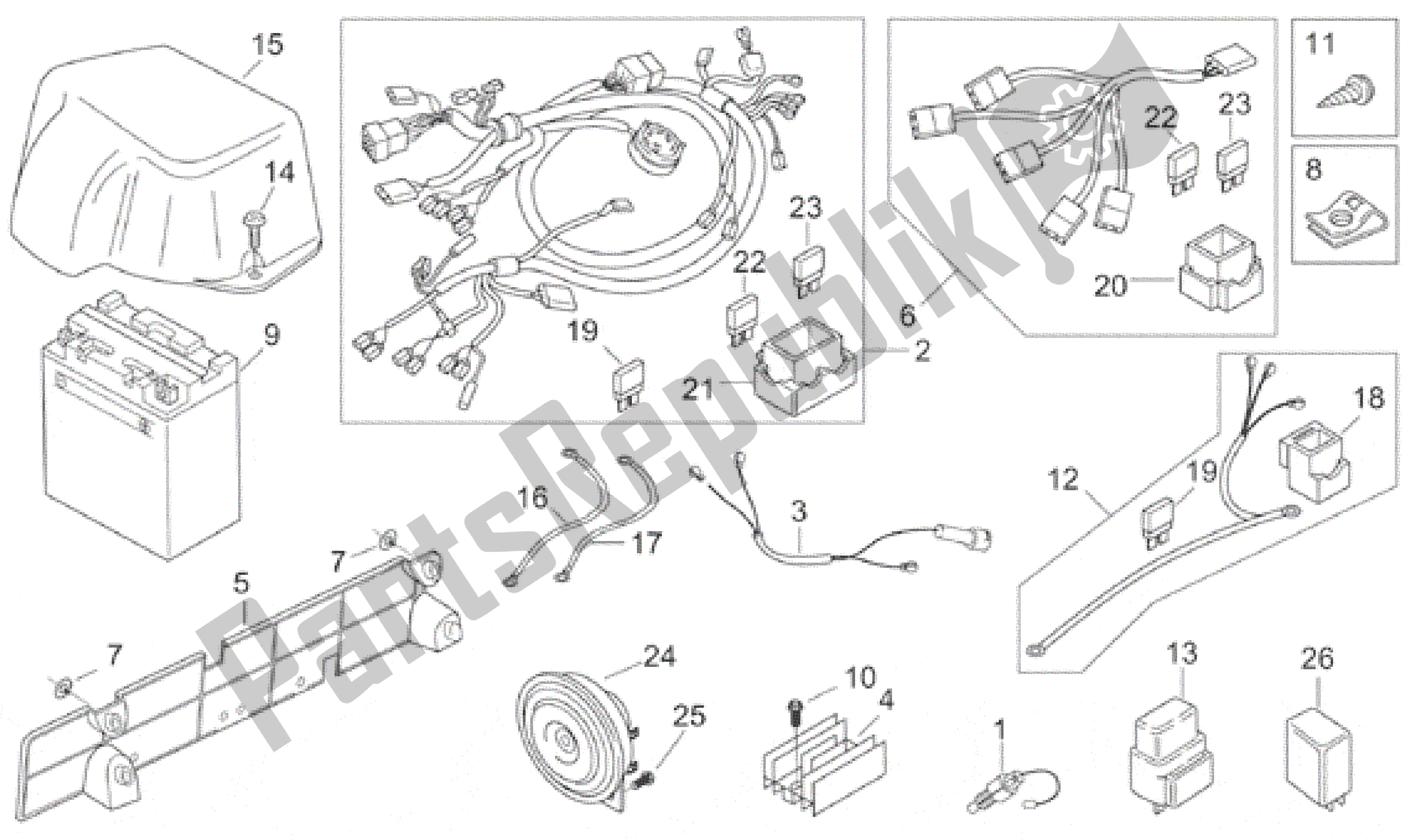 All parts for the Electrical System of the Aprilia Leonardo 150 1996 - 1998