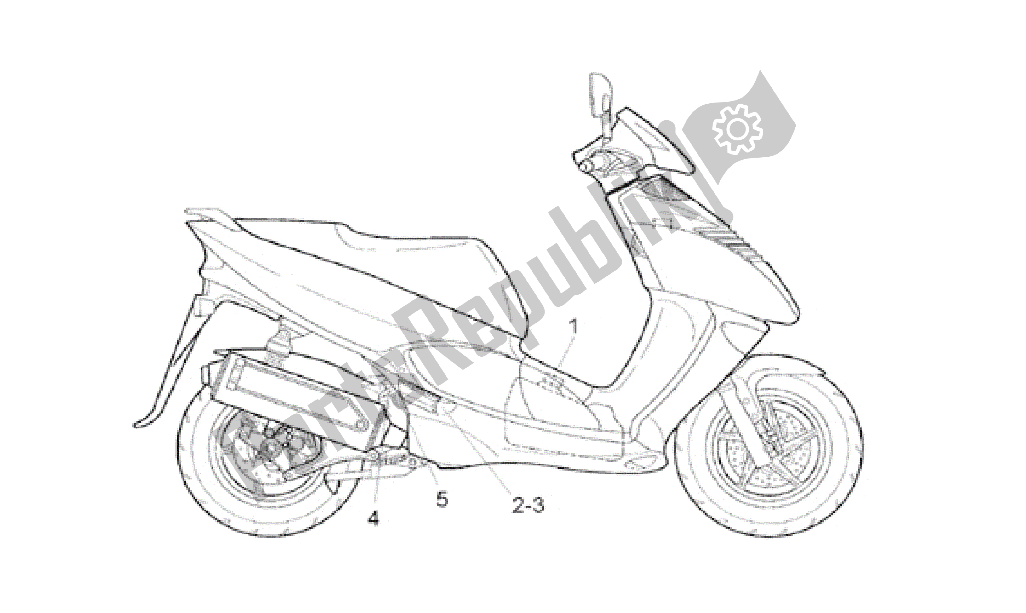 All parts for the Guard Decal of the Aprilia Leonardo 150 1996 - 1998