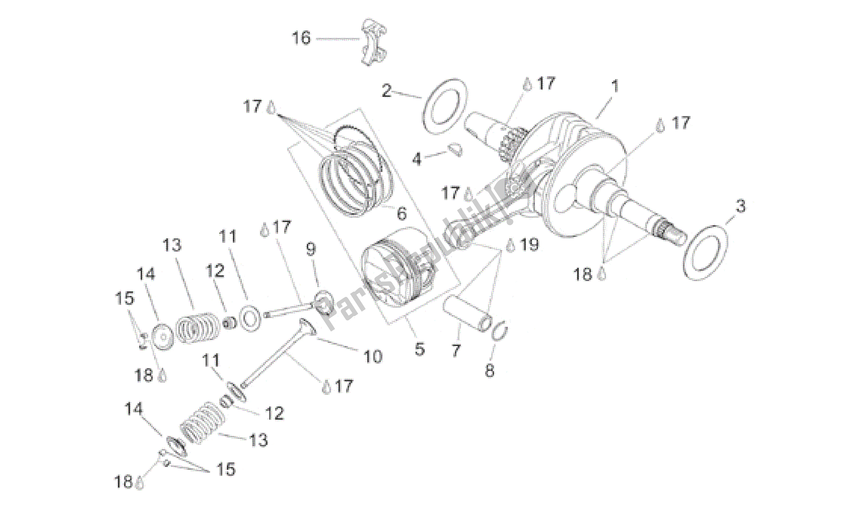 Tutte le parti per il Albero Motore - Valvole del Aprilia Leonardo 150 1996 - 1998