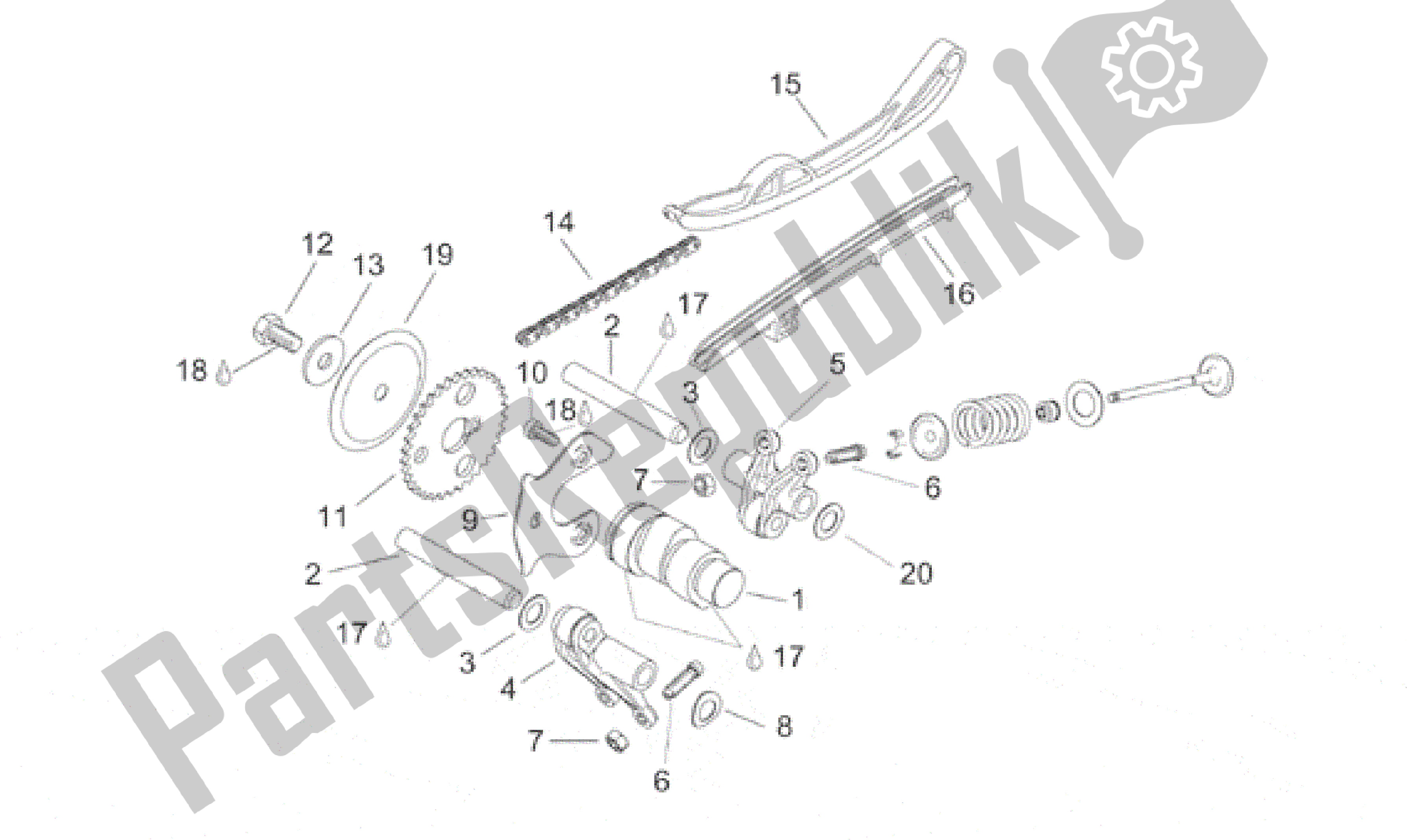 Alle onderdelen voor de Klep Controle van de Aprilia Leonardo 150 1996 - 1998