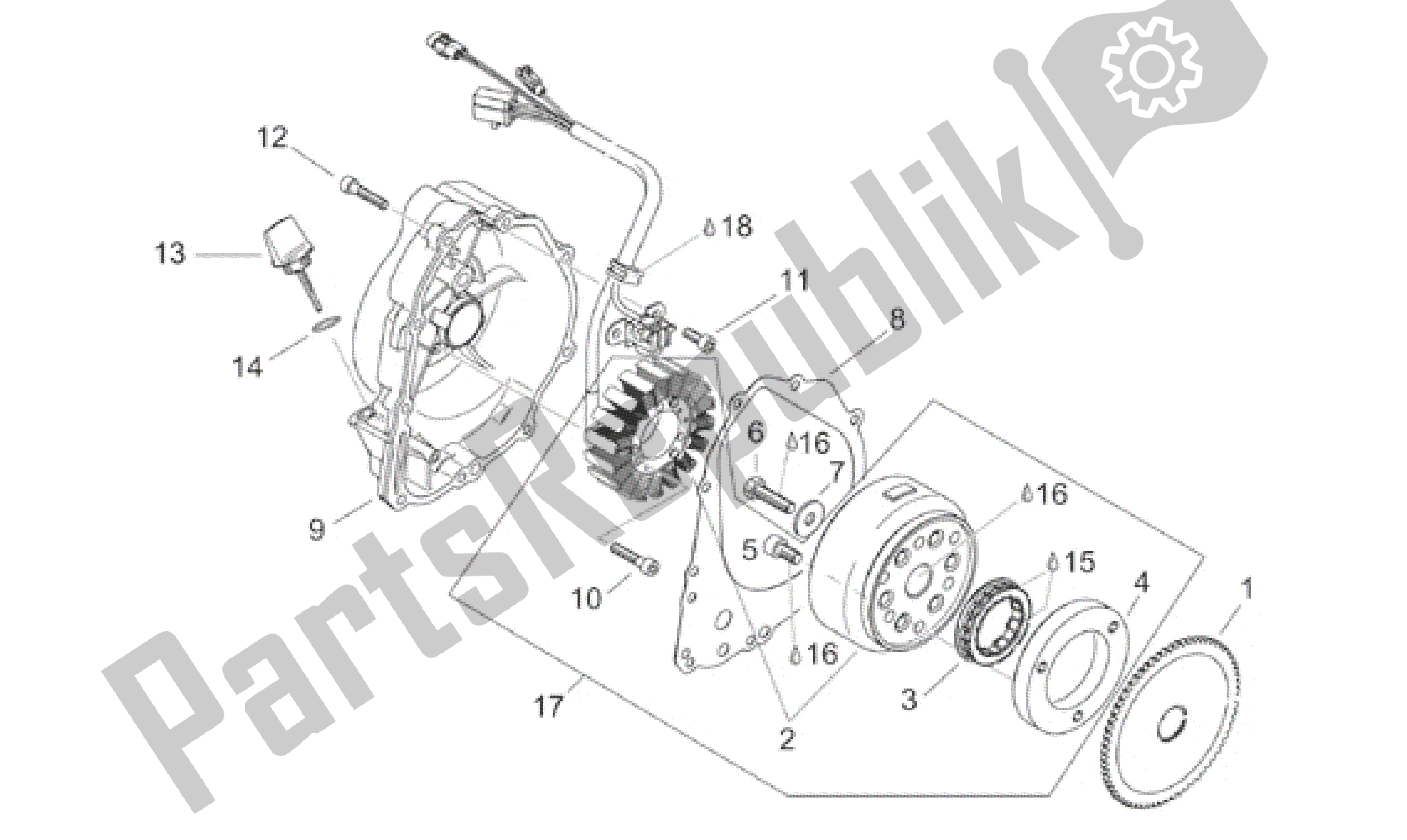 Alle onderdelen voor de Ontstekingseenheid van de Aprilia Leonardo 150 1996 - 1998