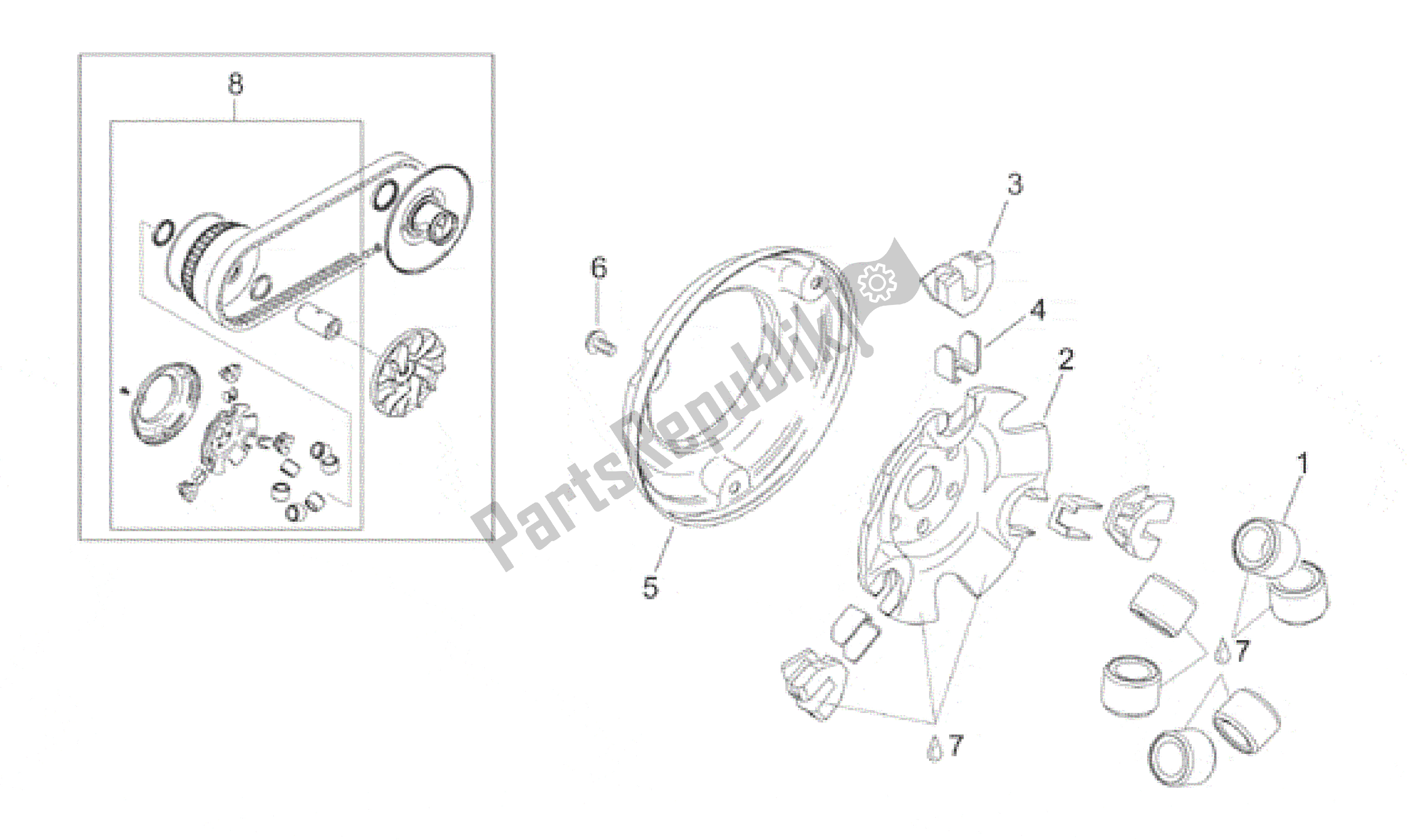 All parts for the Primary Transm. I of the Aprilia Leonardo 150 1996 - 1998