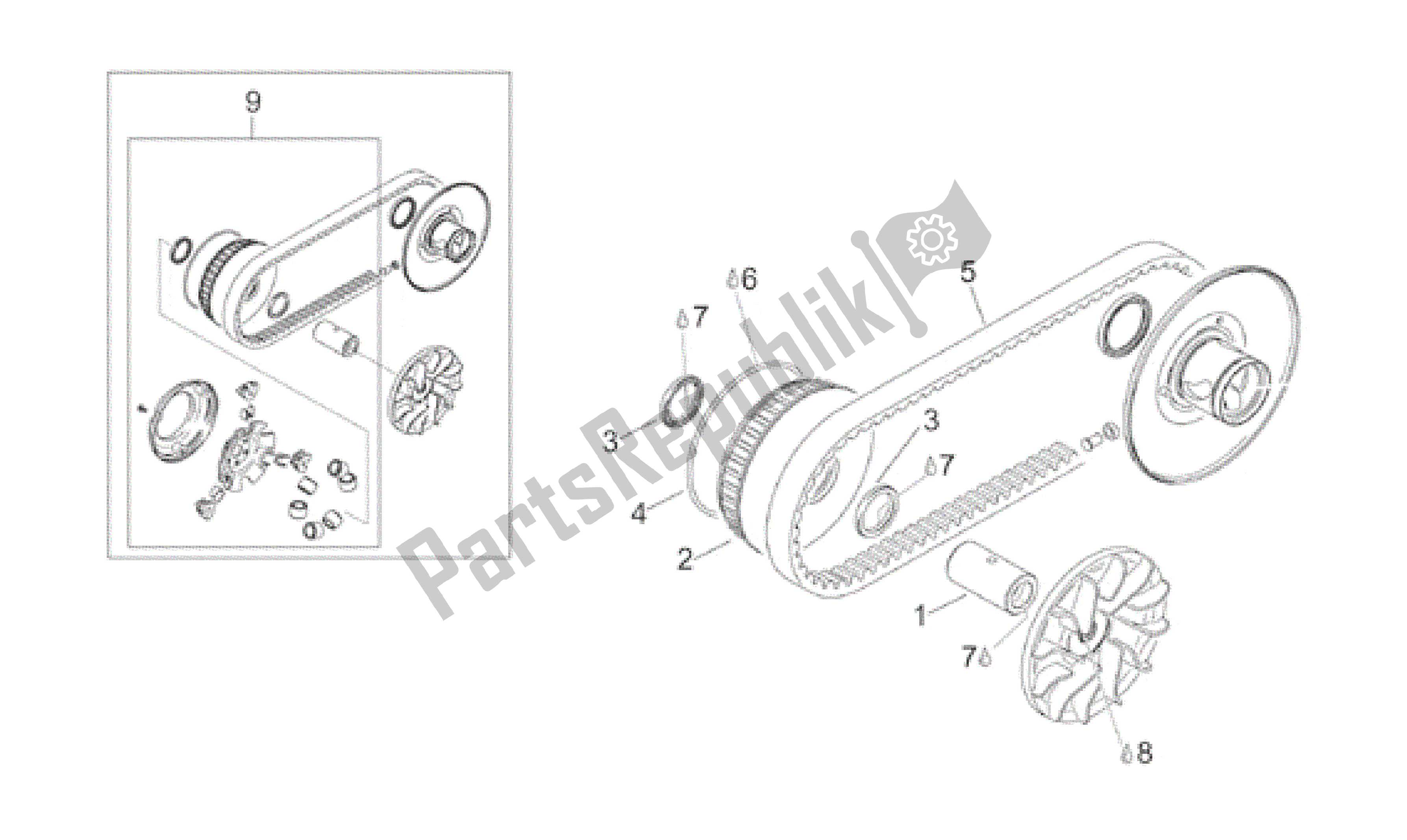 All parts for the Primary Transm. Ii of the Aprilia Leonardo 150 1996 - 1998