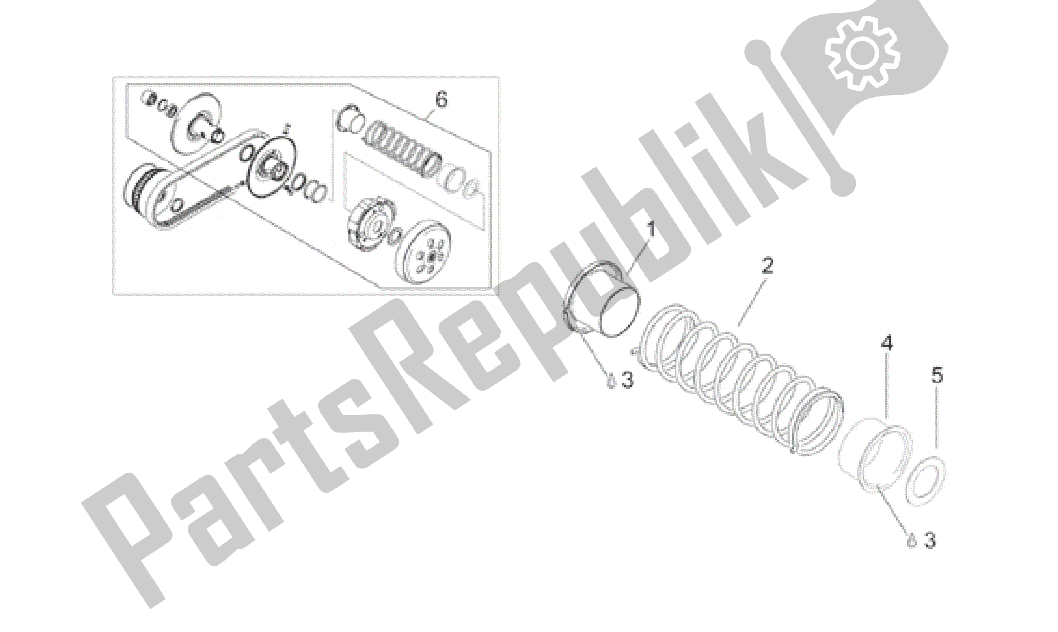 Todas as partes de Conjunto De Polia., Acionado Ii do Aprilia Leonardo 150 1996 - 1998