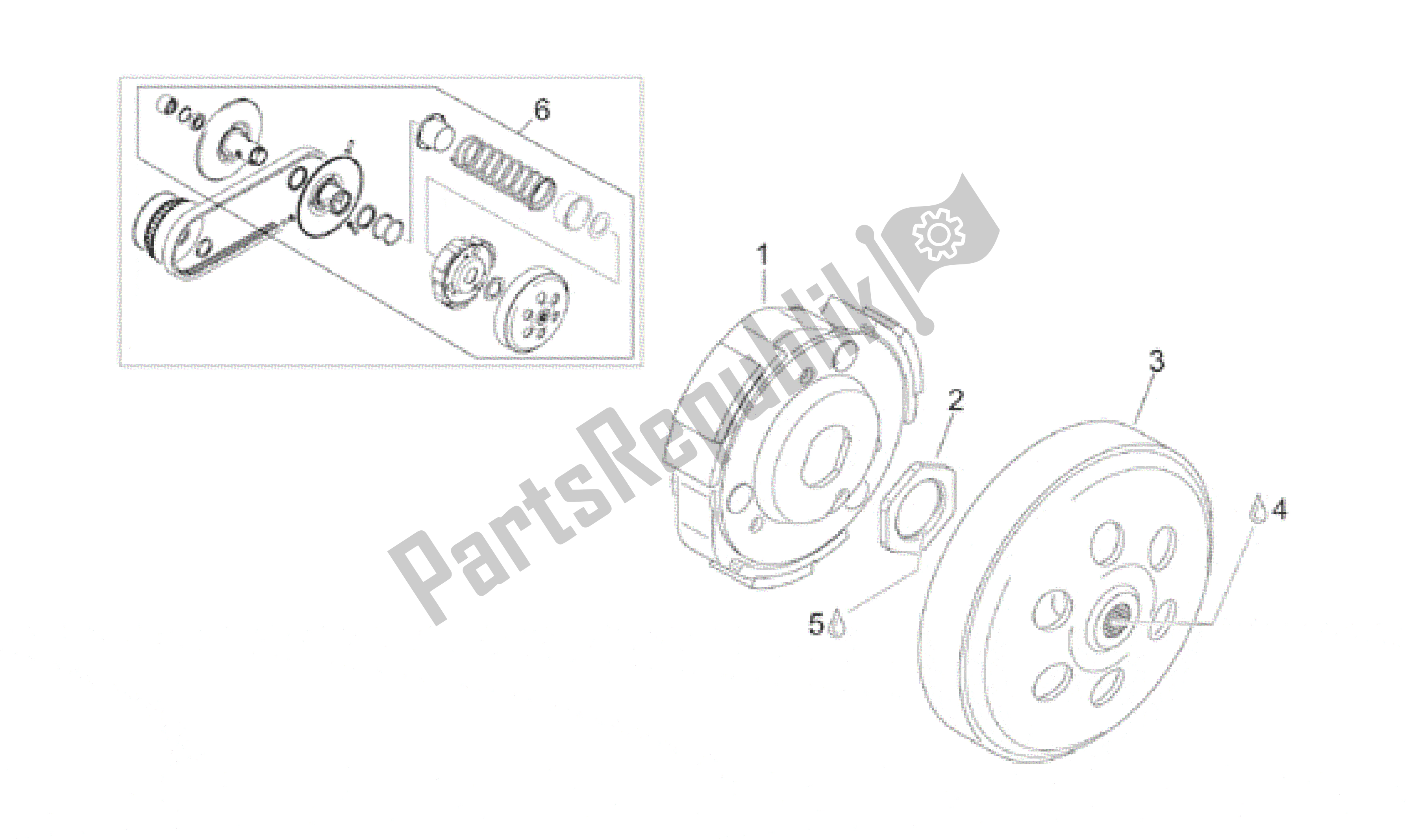 Toutes les pièces pour le Ensemble Poulie, Entraîné Iii du Aprilia Leonardo 150 1996 - 1998