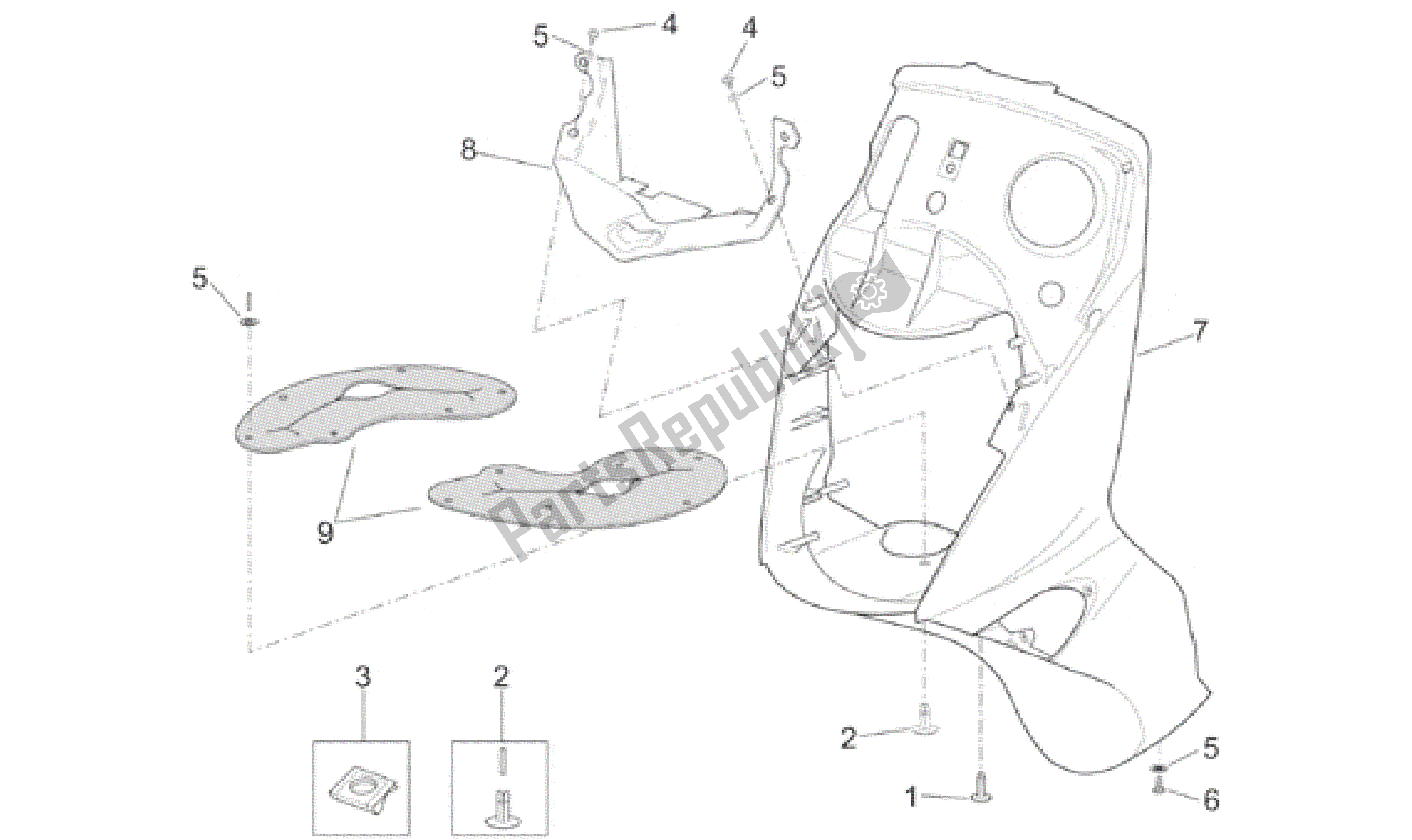 Alle onderdelen voor de Front Body - Schild van de Aprilia Leonardo 125 1999 - 2001