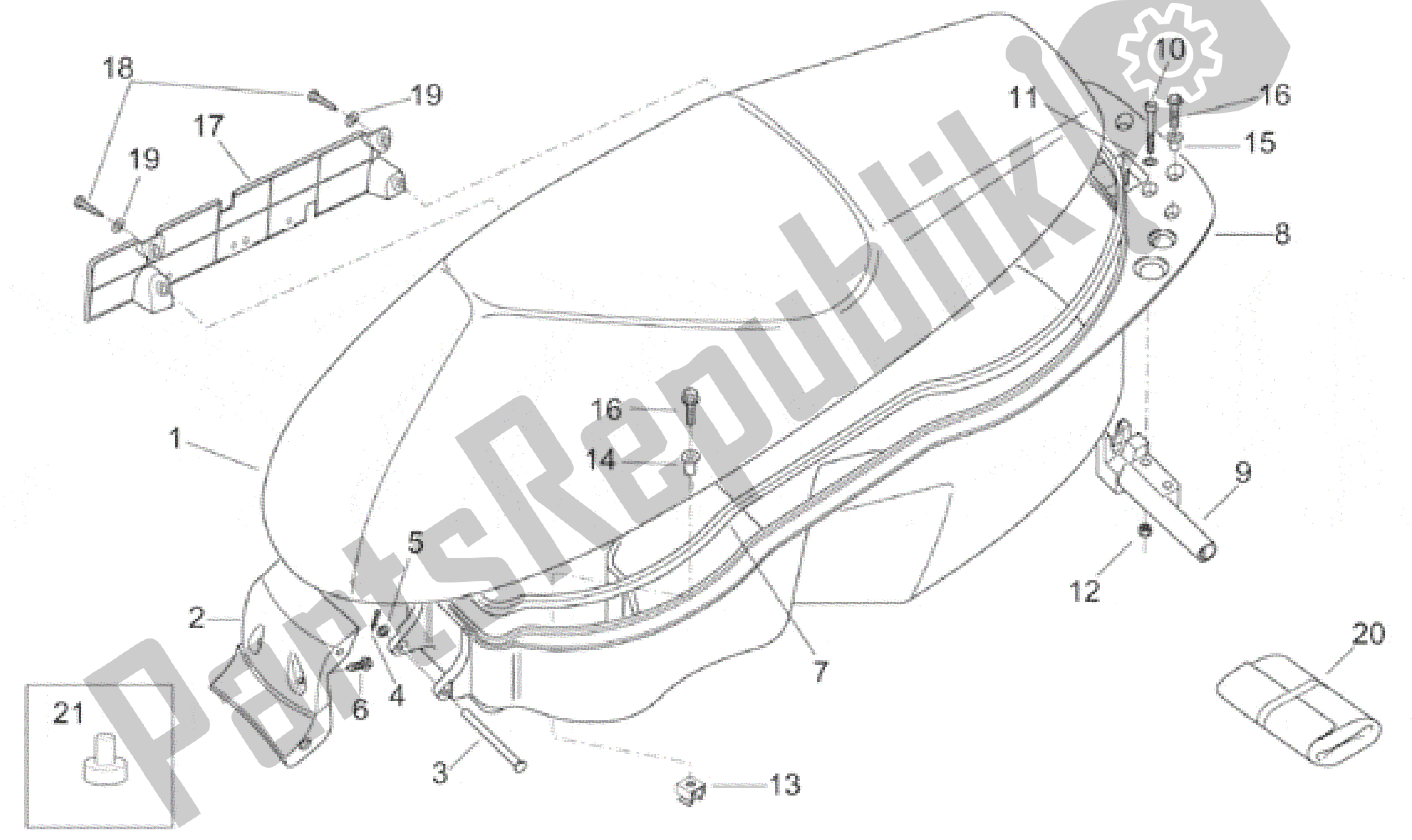 All parts for the Saddle Unit of the Aprilia Leonardo 125 1999 - 2001