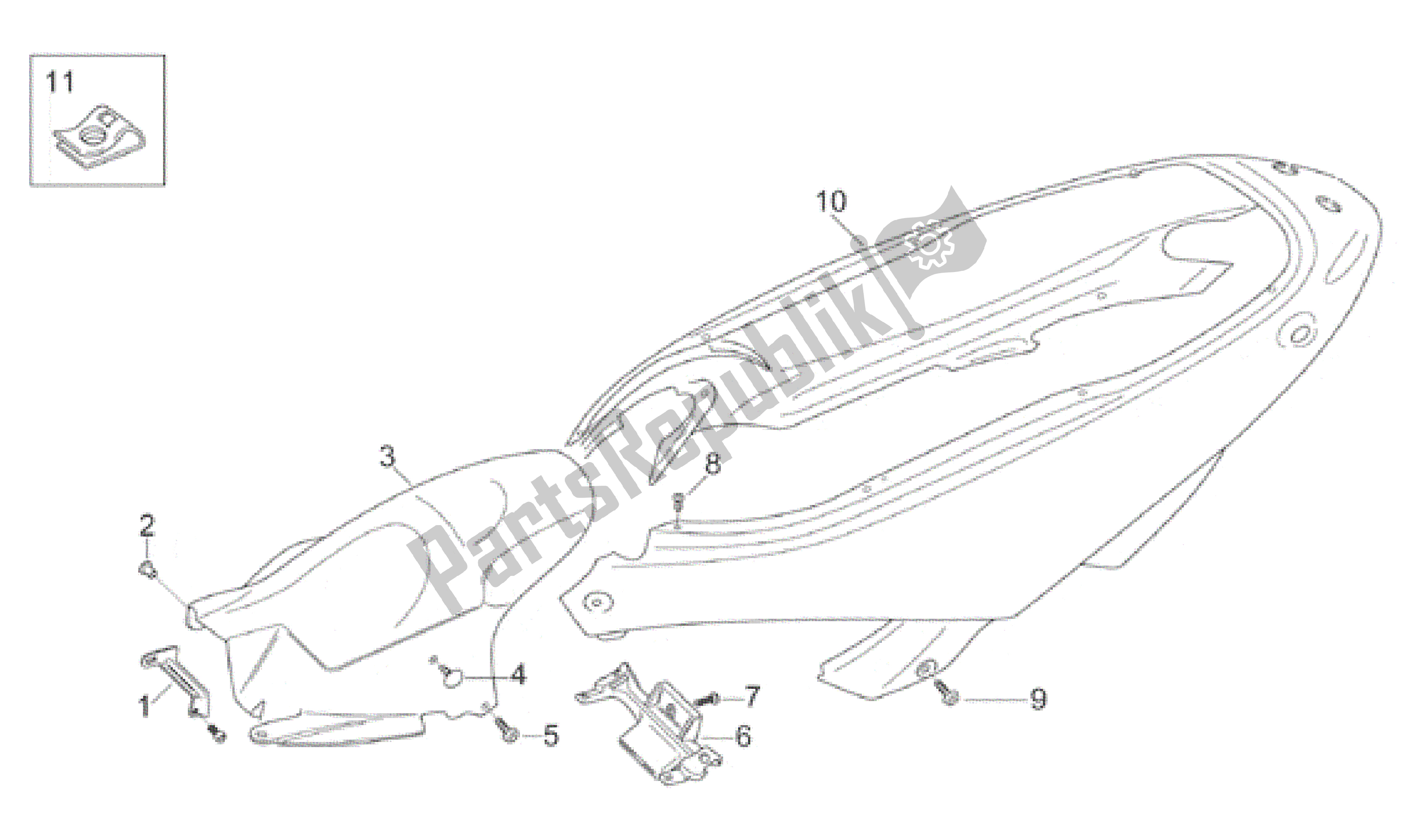 All parts for the Rear Body - Rear Fairing of the Aprilia Leonardo 125 1999 - 2001