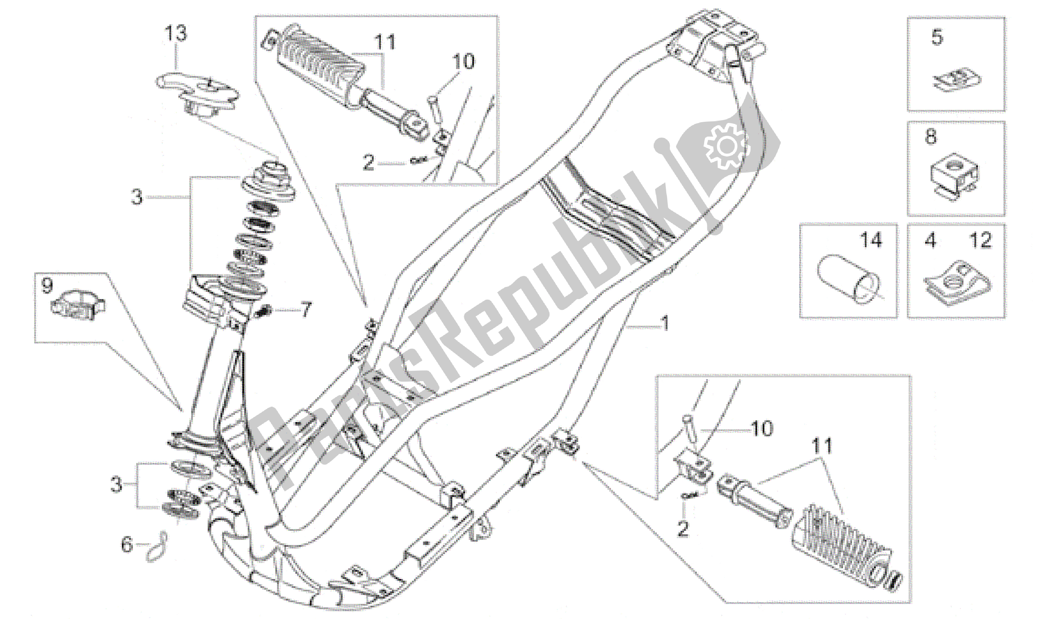 Alle Teile für das Rahmen des Aprilia Leonardo 125 1999 - 2001