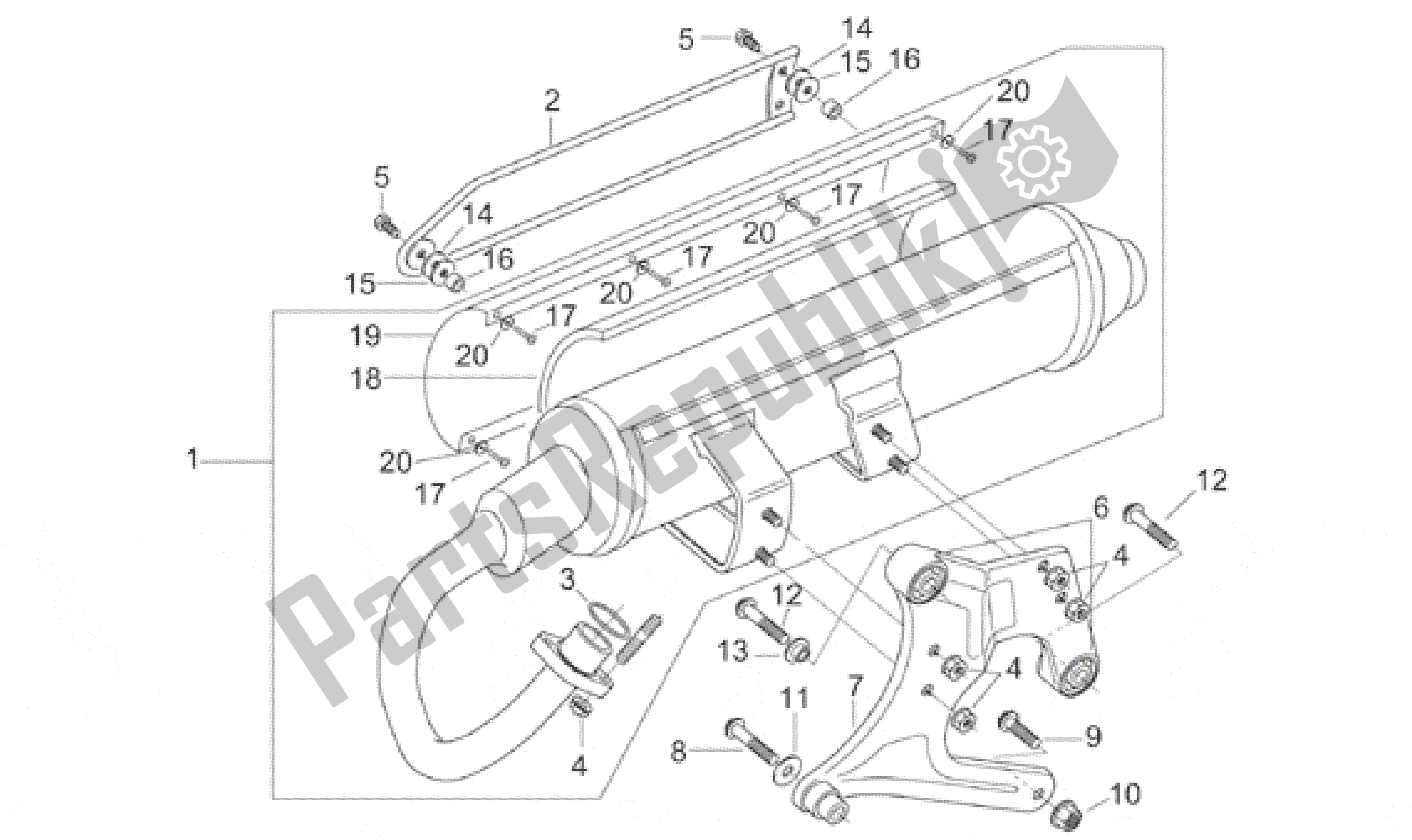 All parts for the Exhaust Unit of the Aprilia Leonardo 125 1999 - 2001