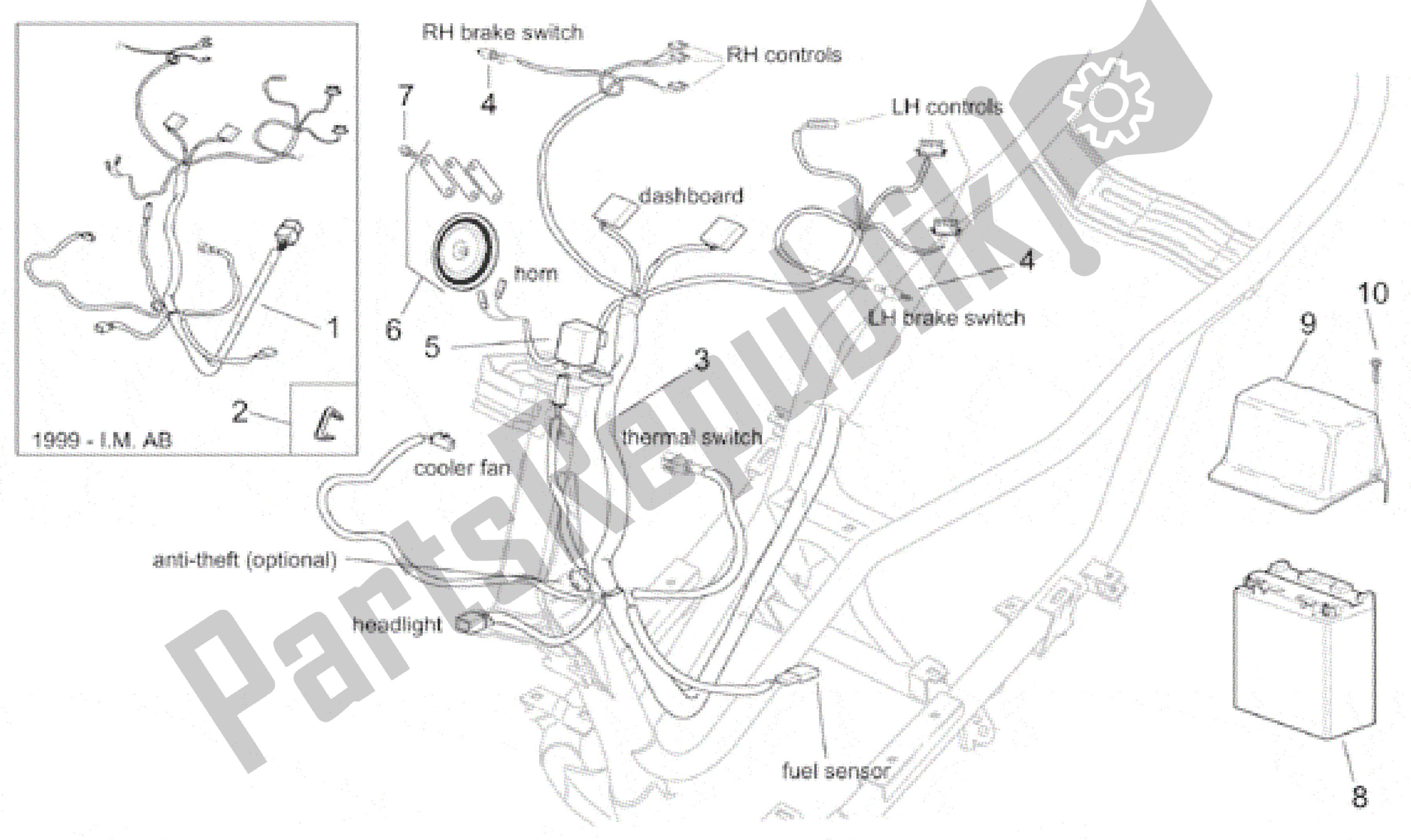 Alle onderdelen voor de Elektrisch Systeem I van de Aprilia Leonardo 125 1999 - 2001