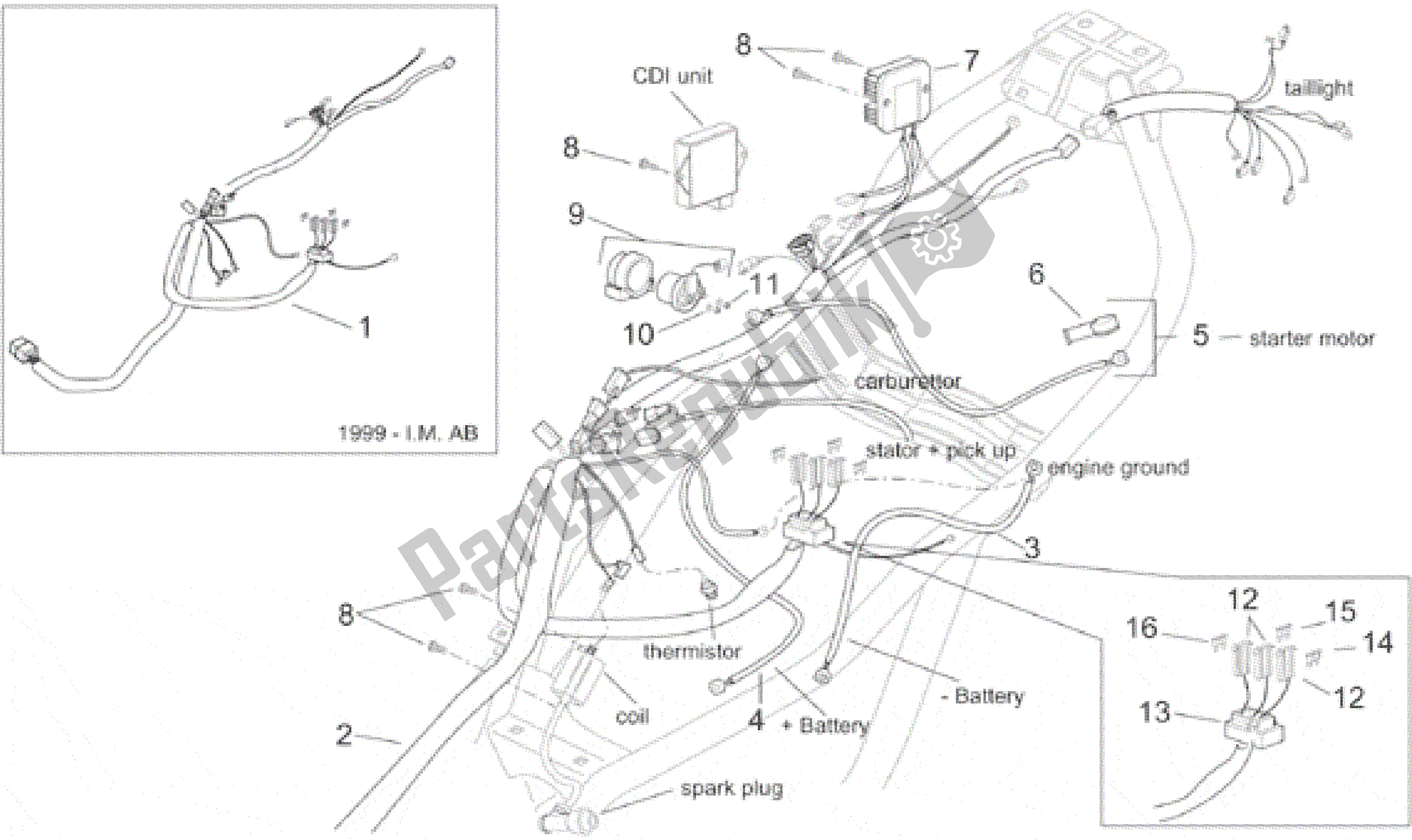 All parts for the Electrical System Ii of the Aprilia Leonardo 125 1999 - 2001