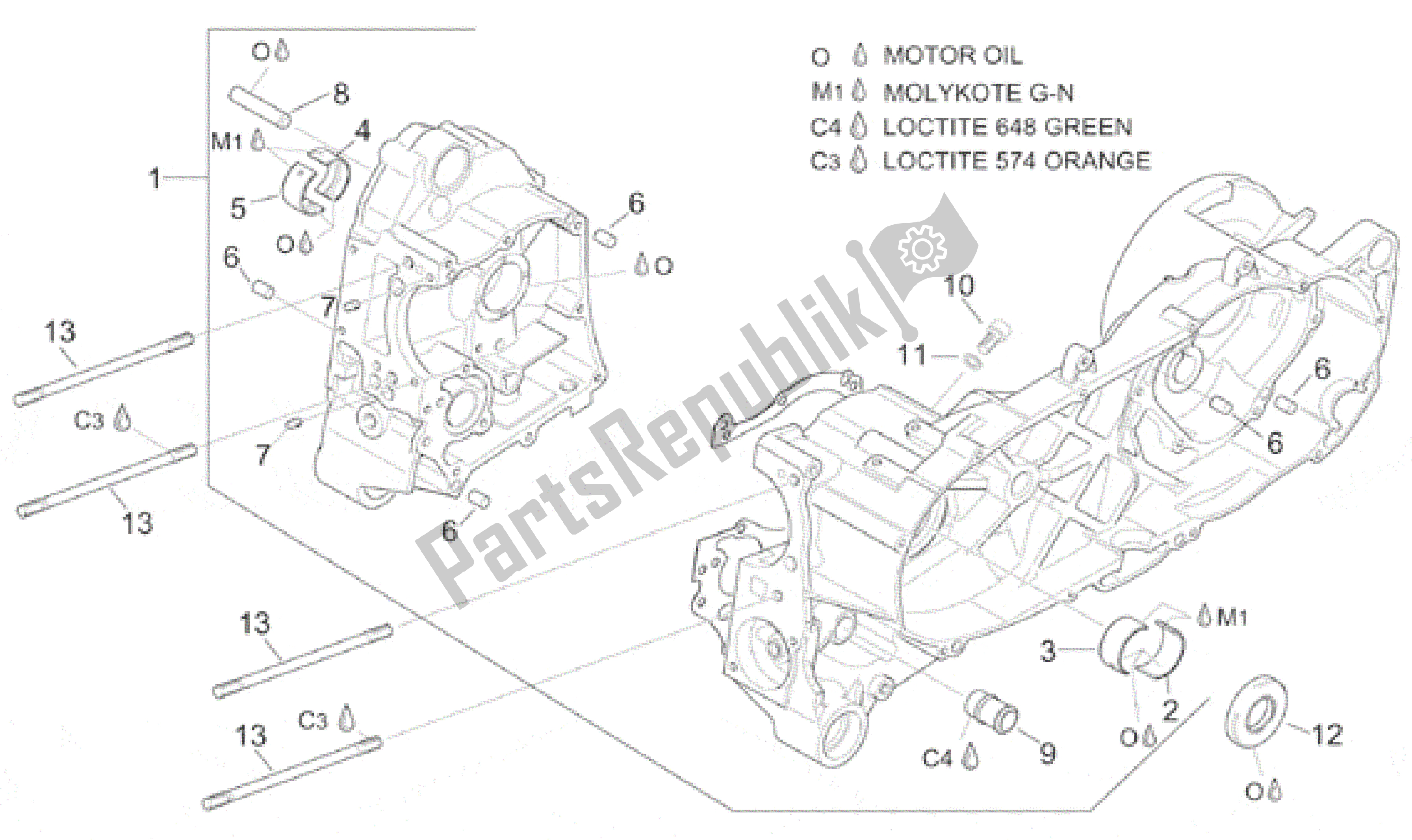 Alle Teile für das Kurbelgehäuse des Aprilia Leonardo 125 1999 - 2001