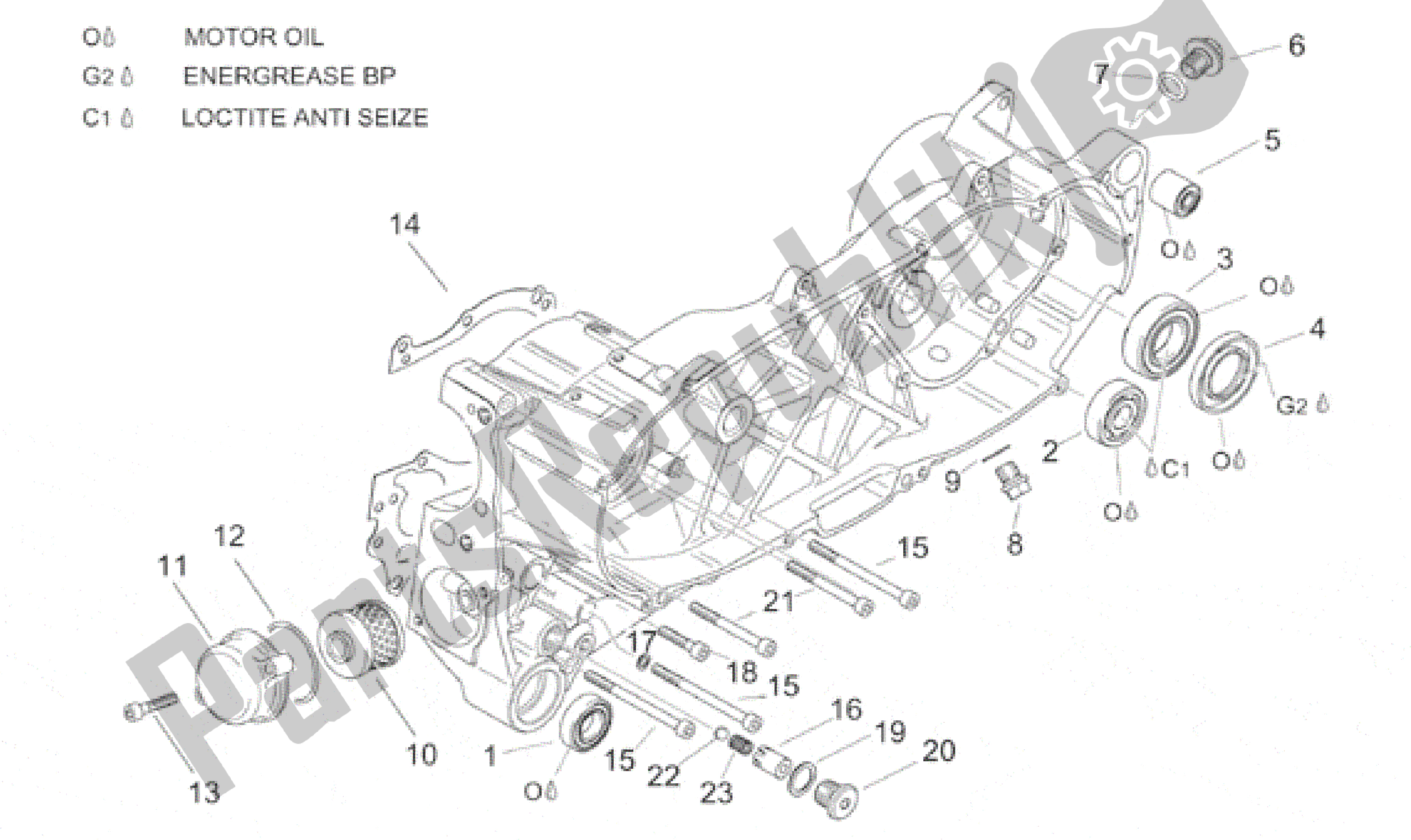 Todas las partes para Semi-cárter Central de Aprilia Leonardo 125 1999 - 2001